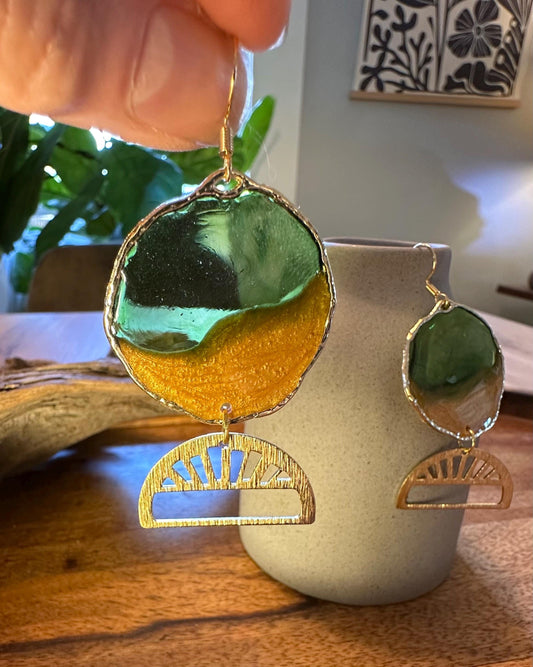Resin and beaded earrings
