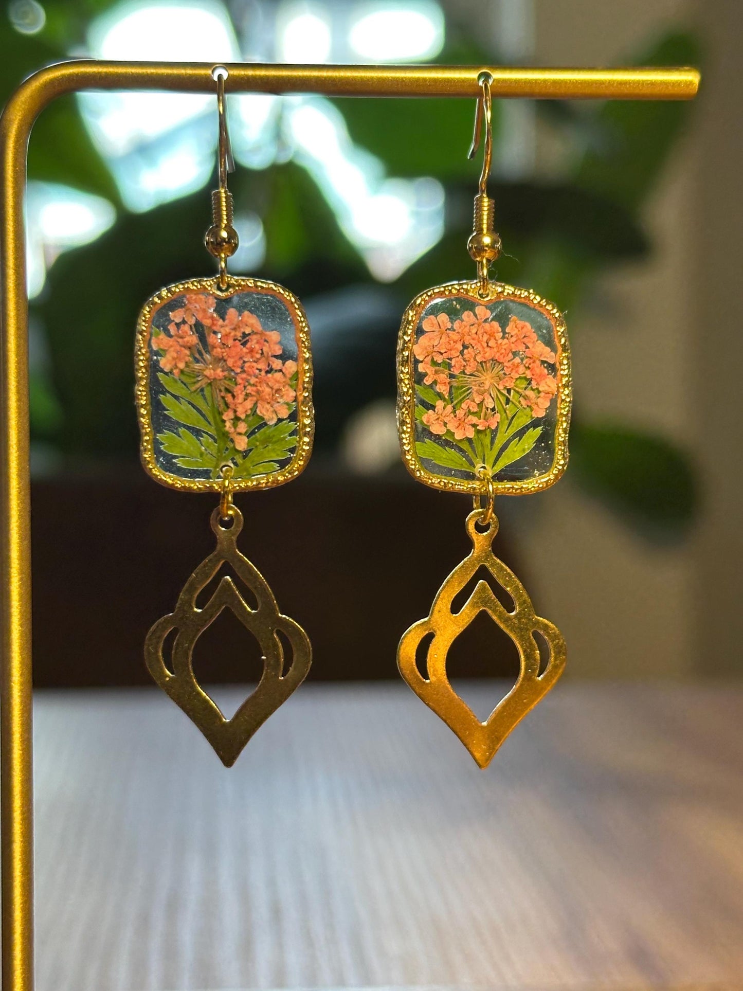 Resin and pressed flower earrings