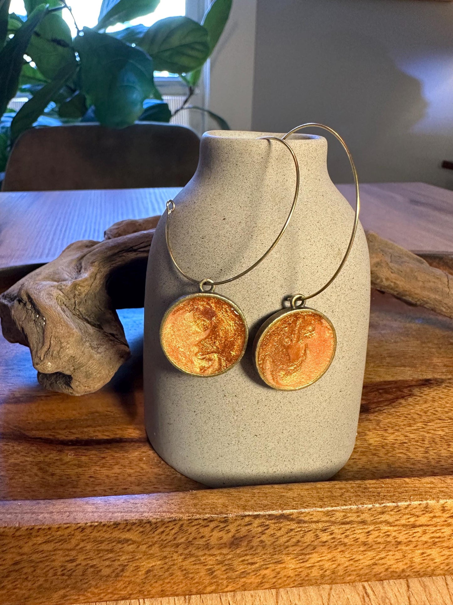 Resin and beaded earrings