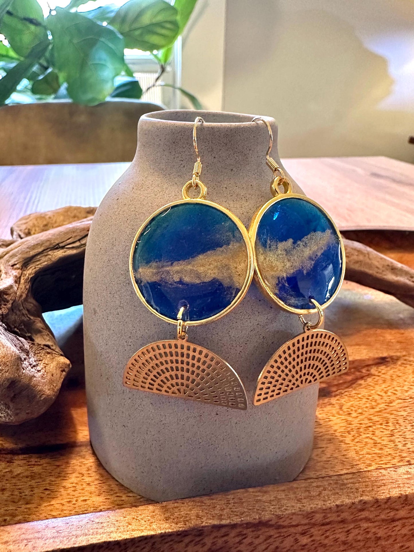 Resin and beaded earrings