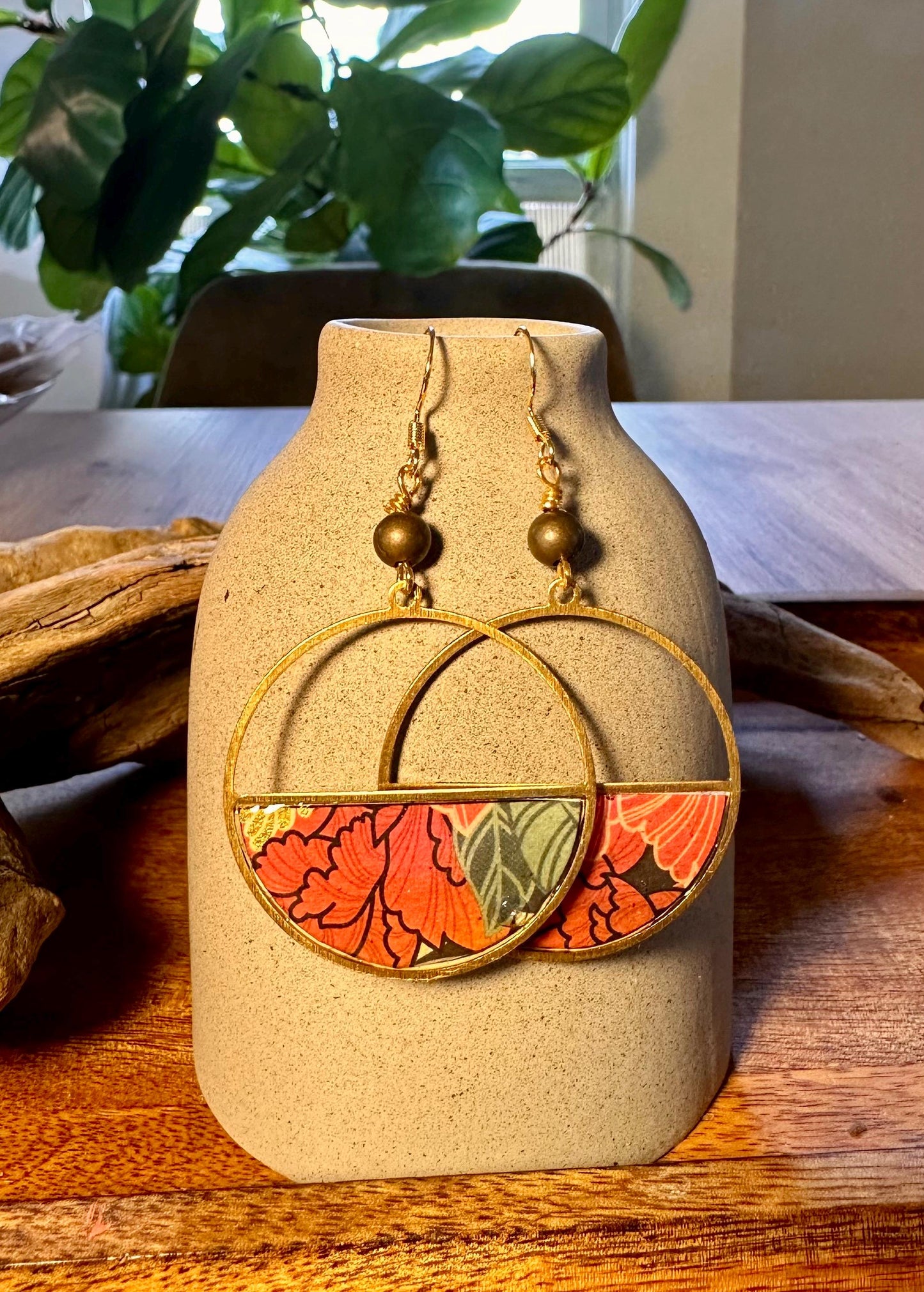 Resin and beaded earrings
