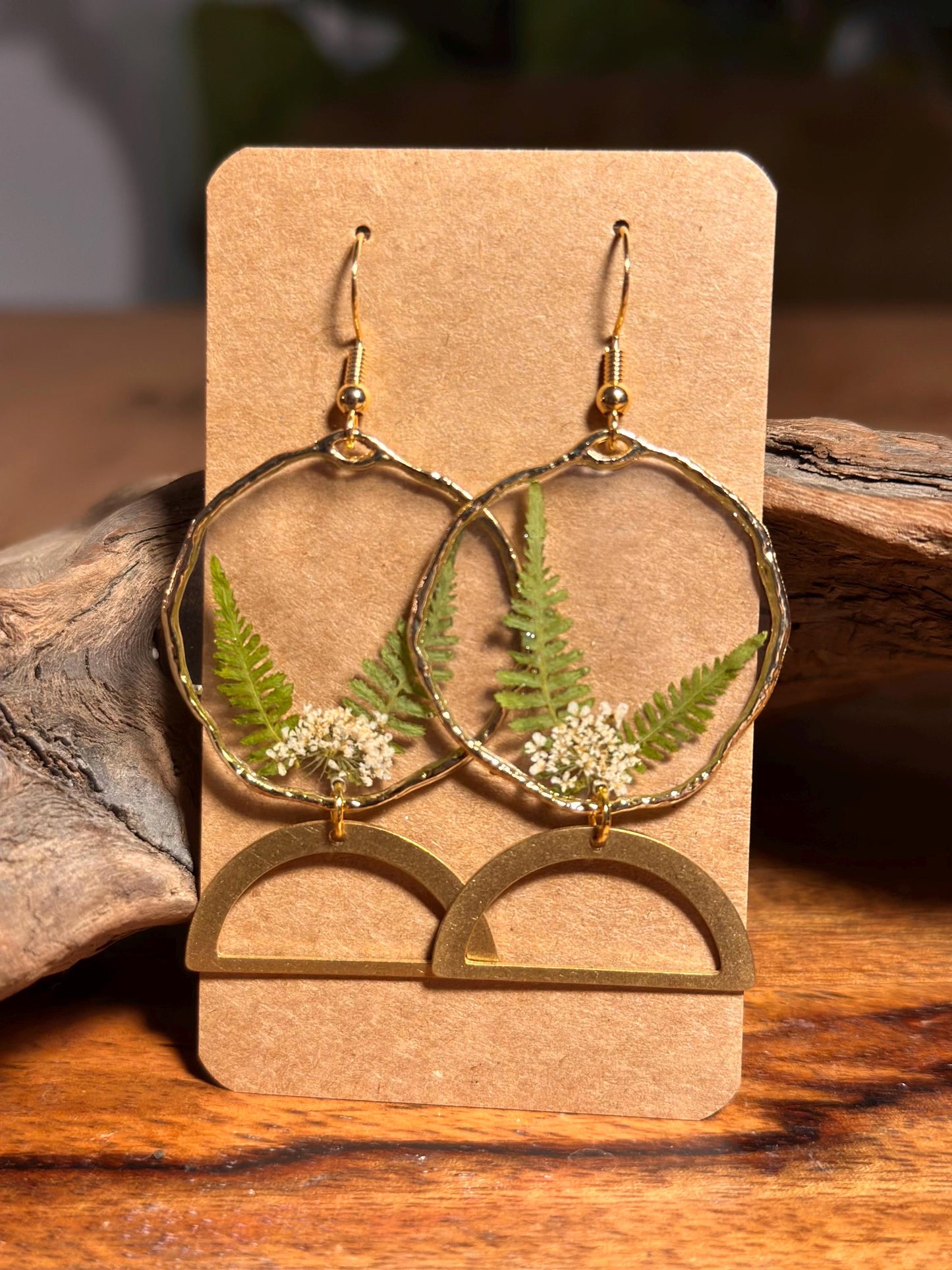 Resin and pressed flower earrings