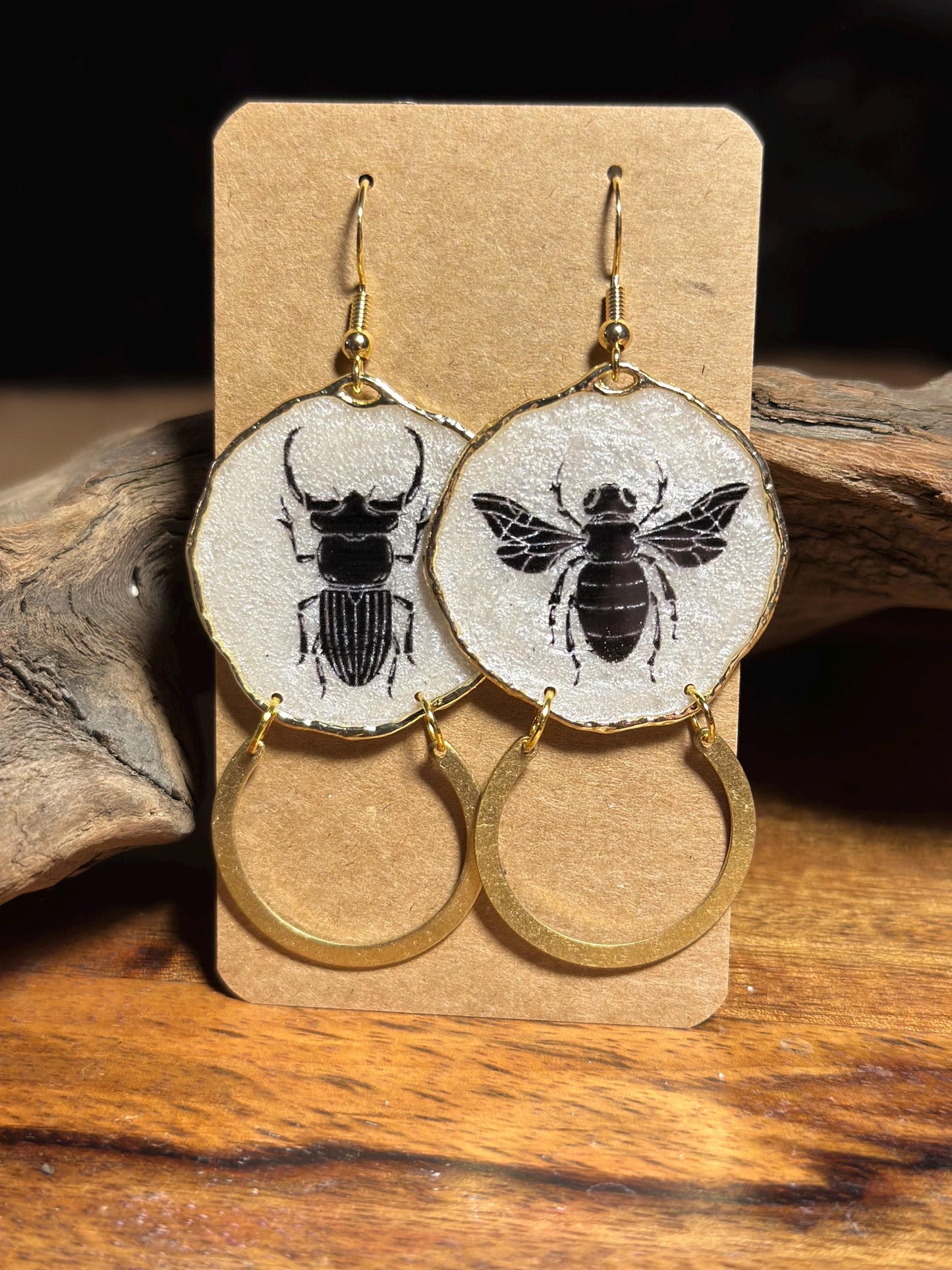 Resin and beaded earrings