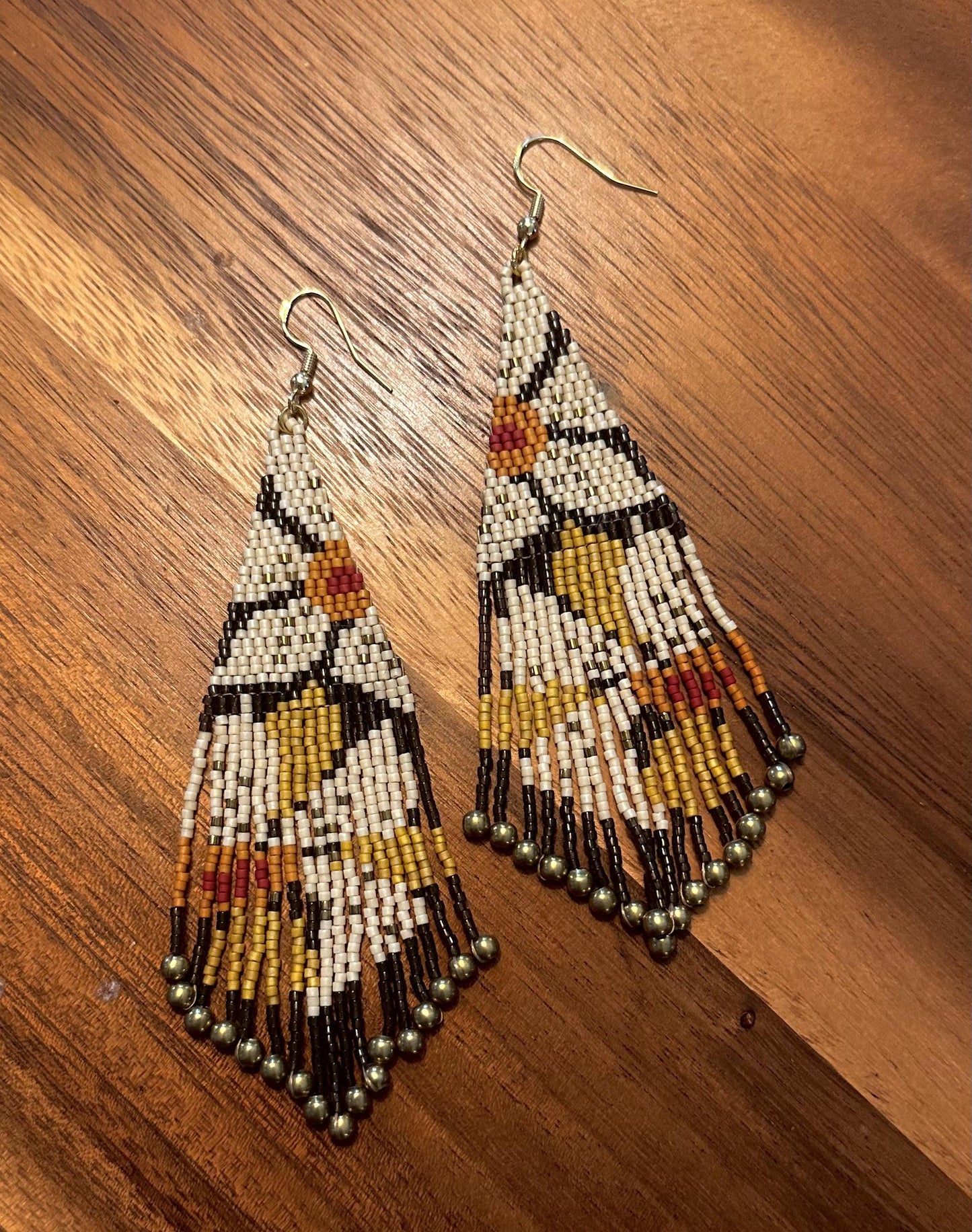 Hand-Beaded Fringe Earrings