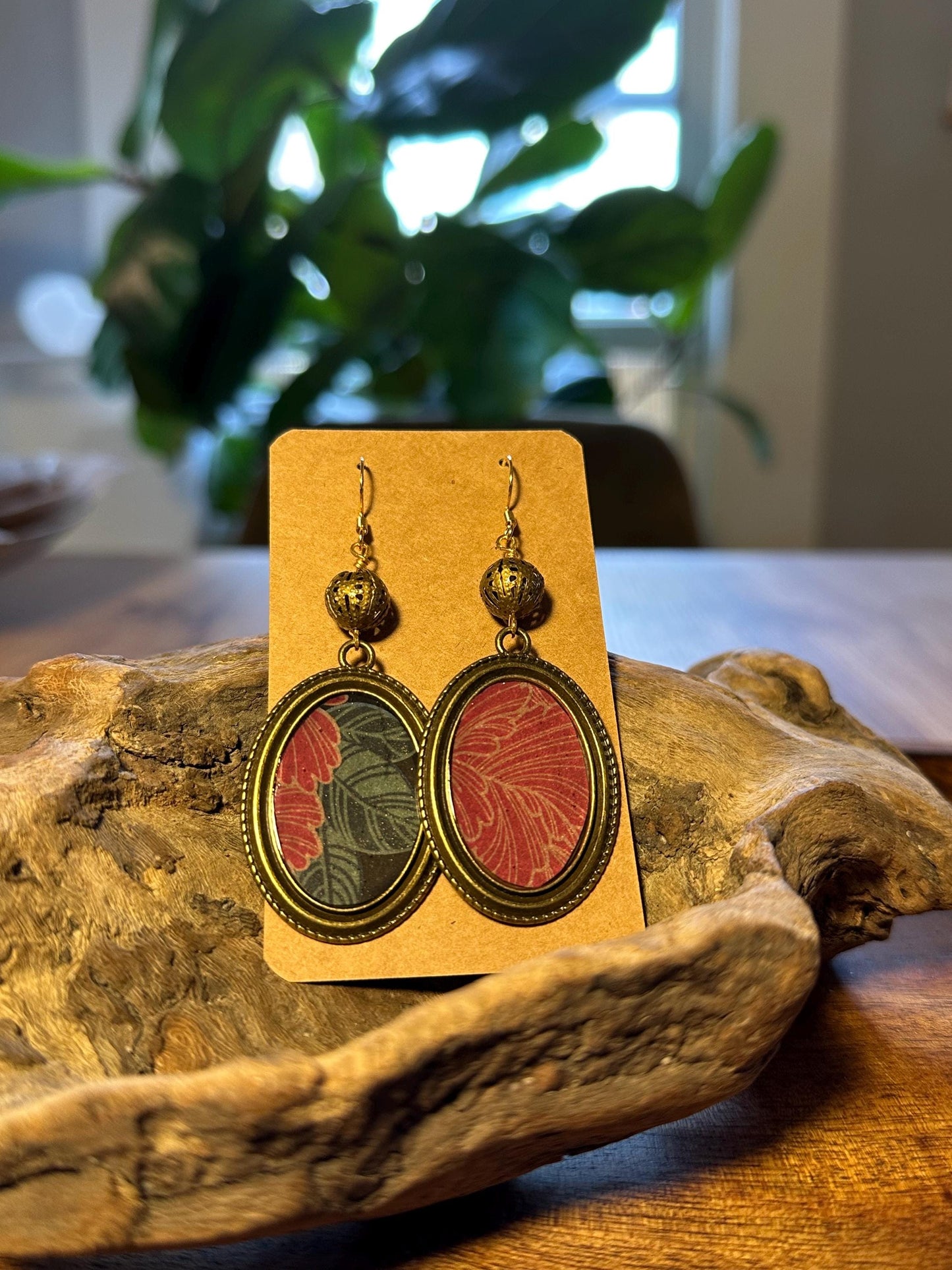 Resin and beaded earrings
