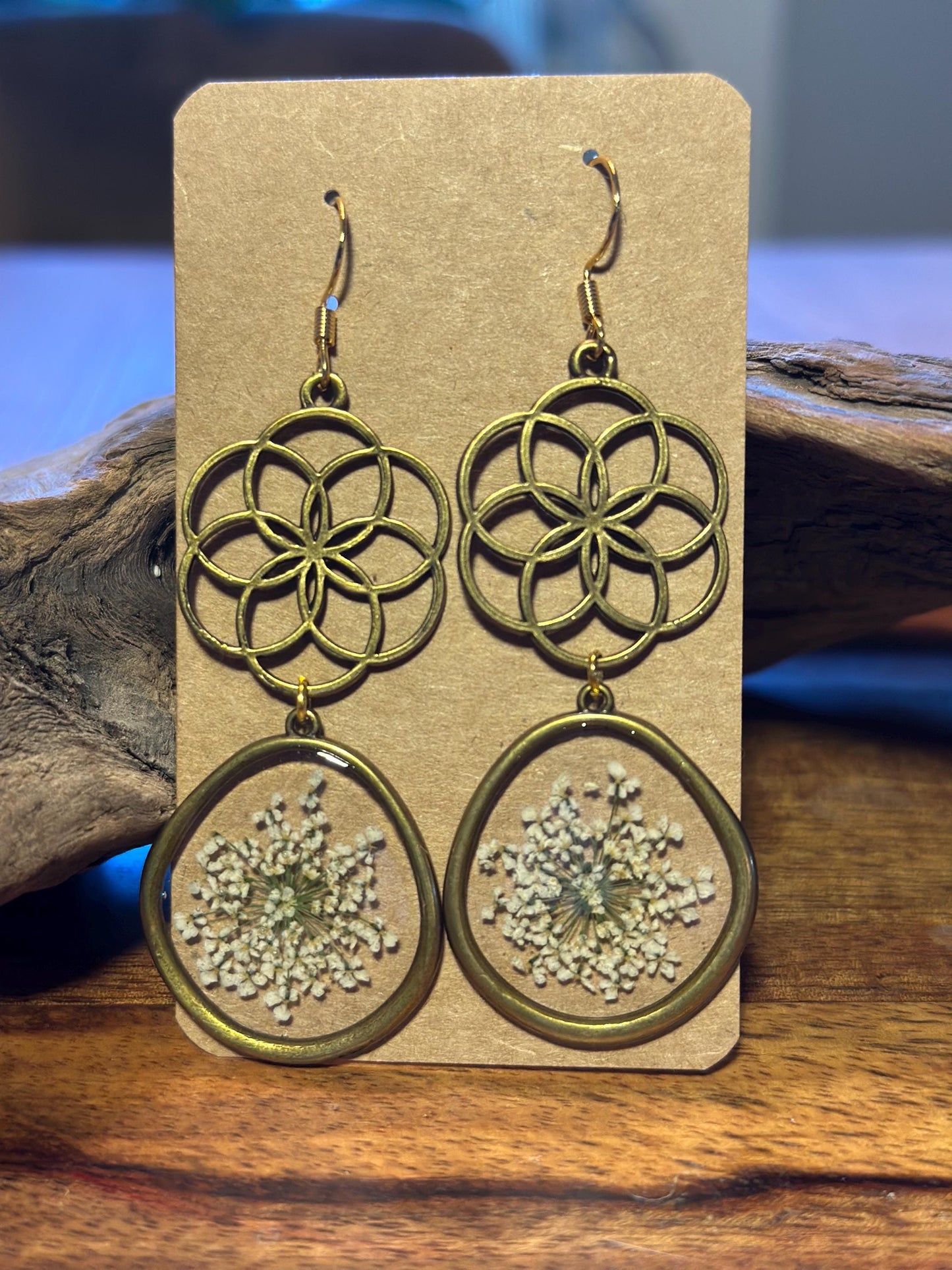 Resin and pressed flower earrings