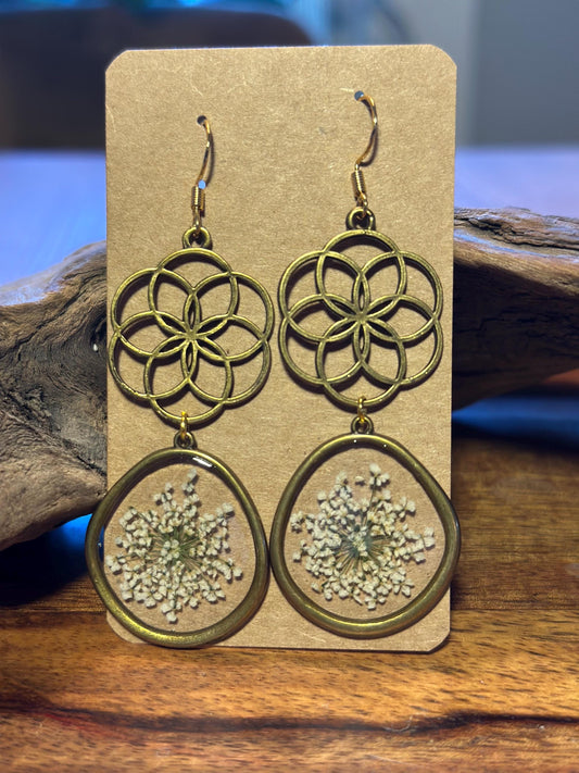 Resin and pressed flower earrings