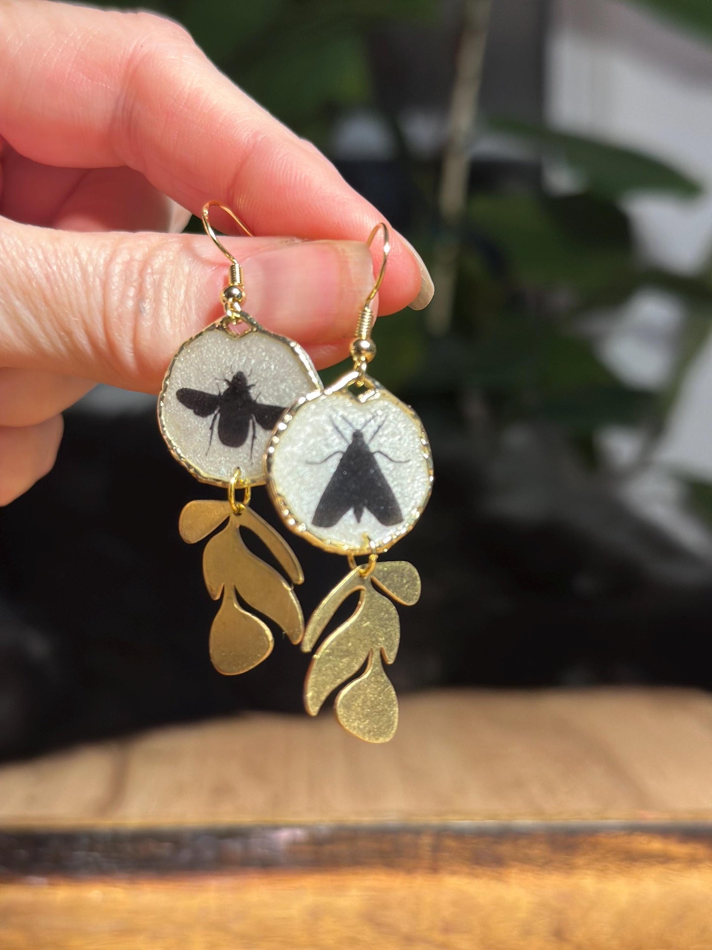 Resin and beaded earrings