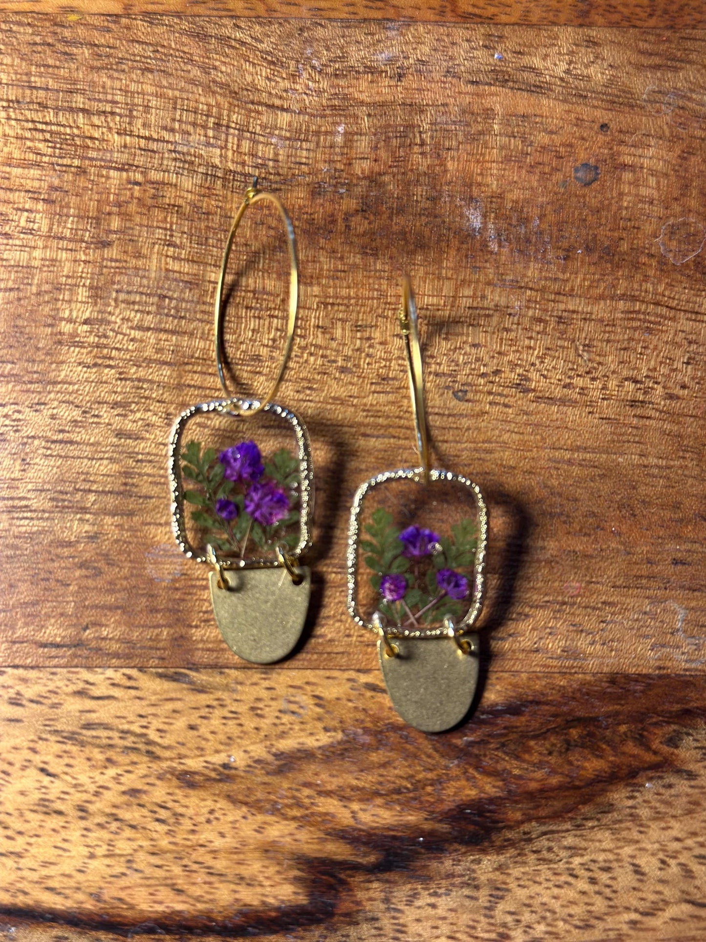 Resin and pressed flower earrings