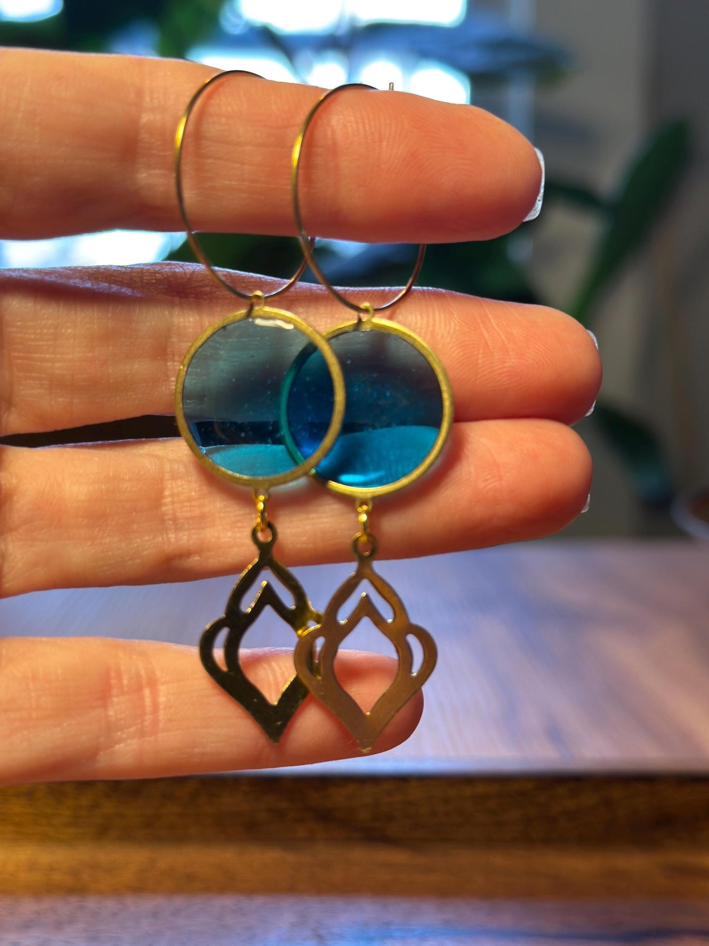 Resin and beaded earrings