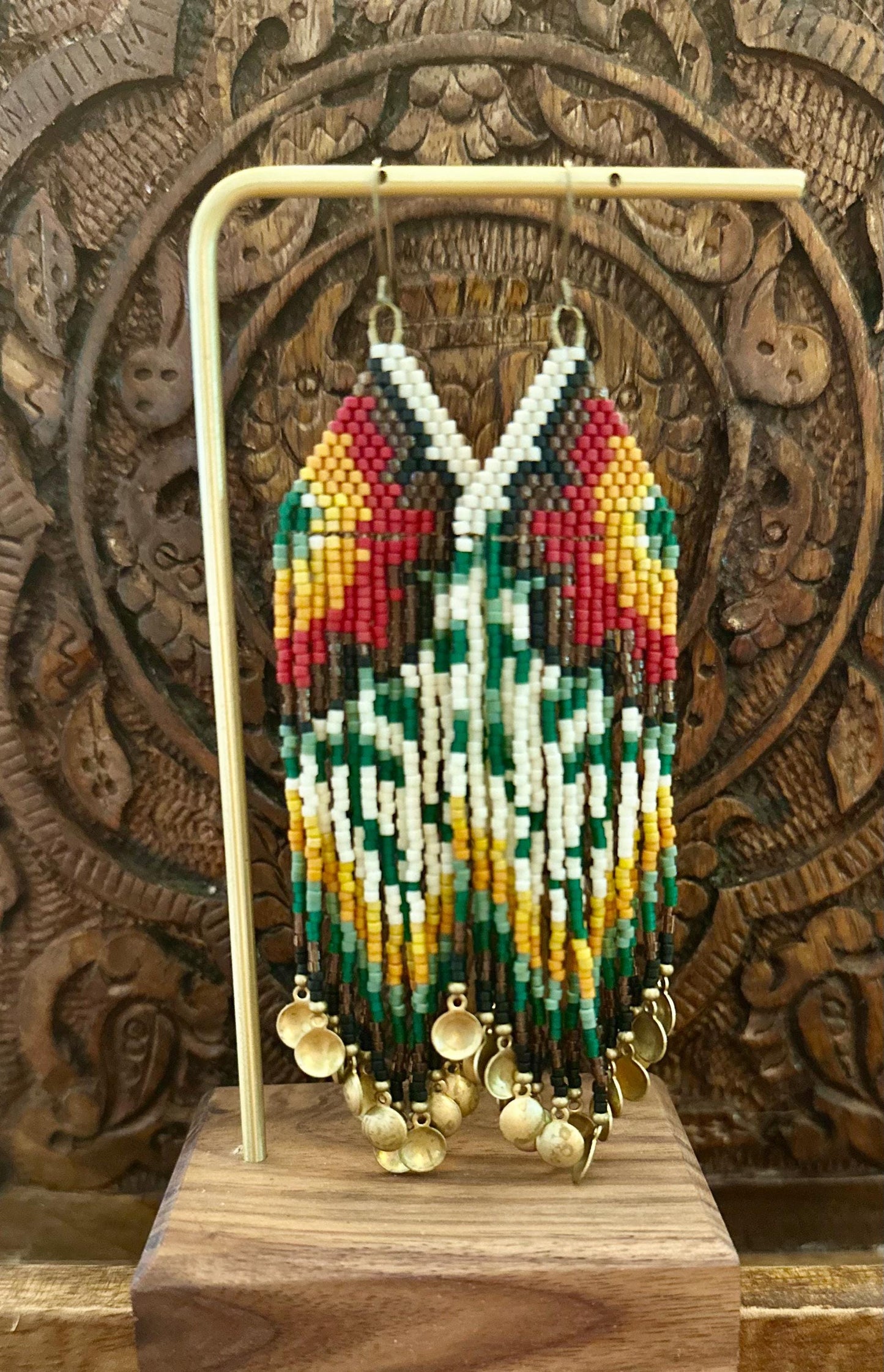 Hand-Beaded Fringe Earrings