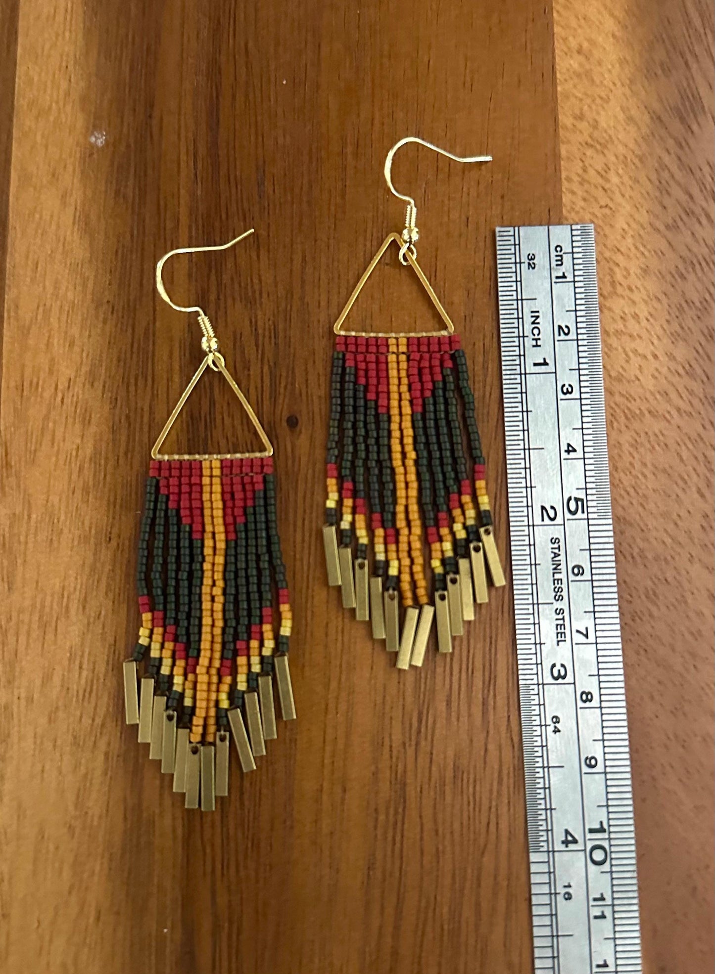 Hand-Beaded Fringe Earrings