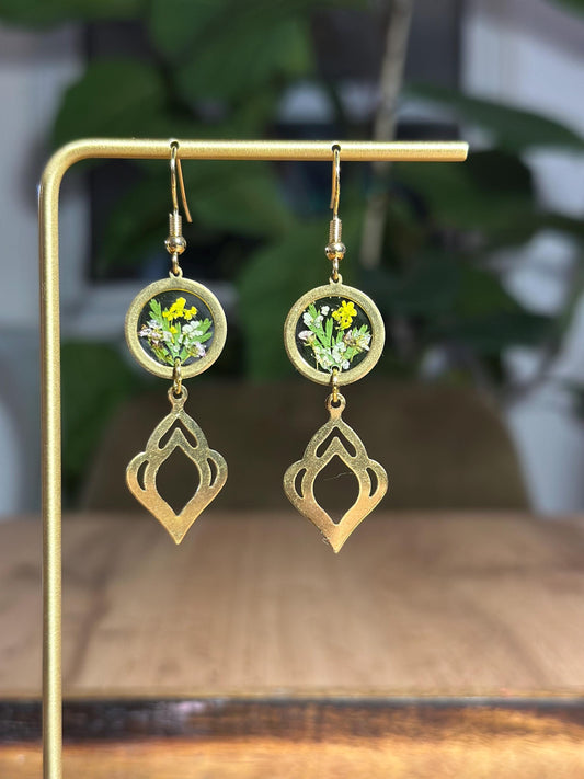 Resin and pressed flower earrings