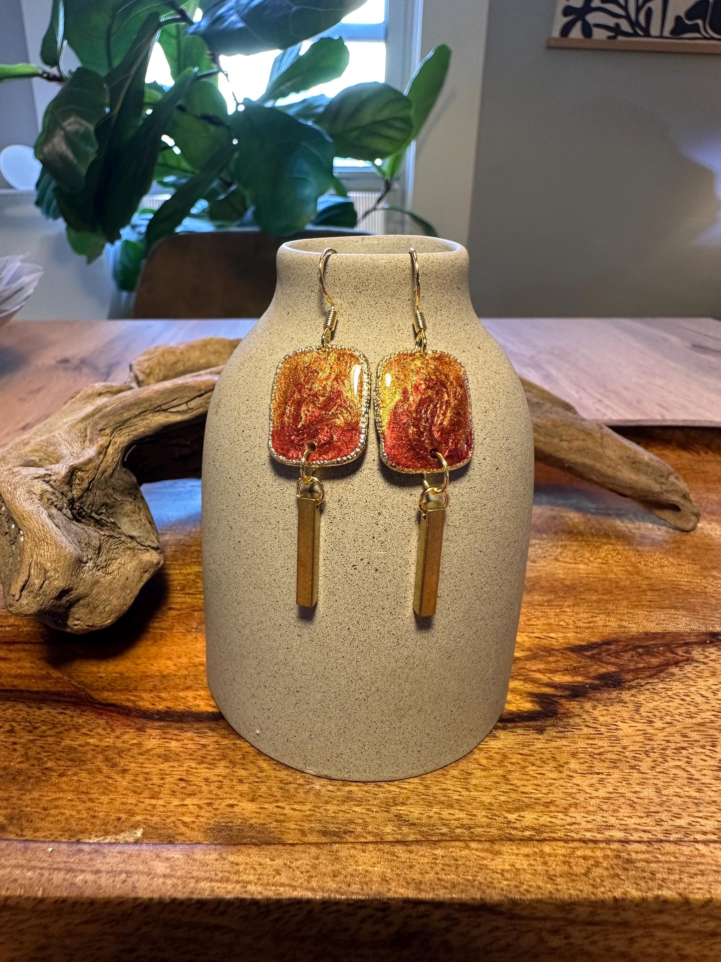 Resin and beaded earrings