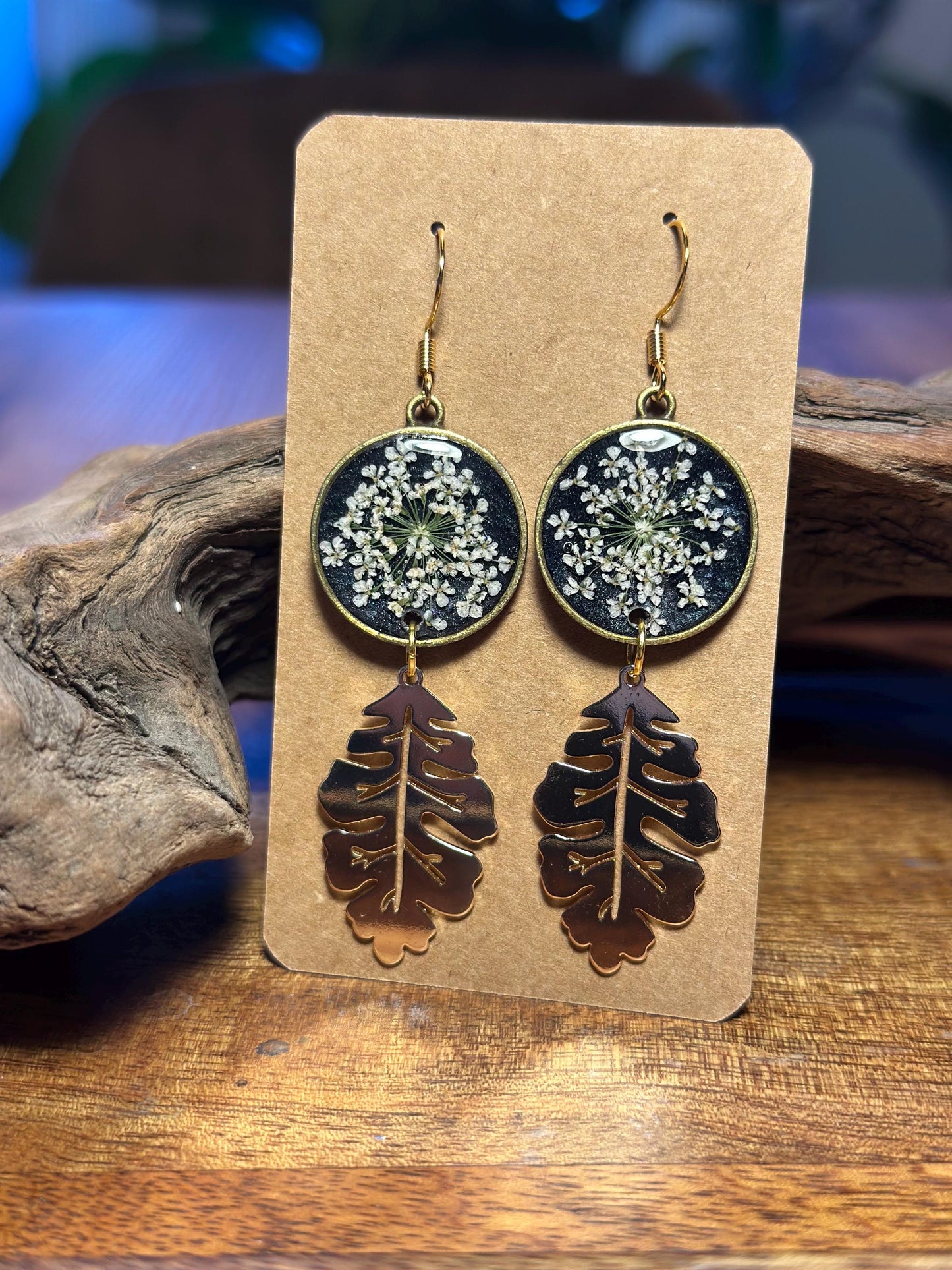 Resin and beaded earrings