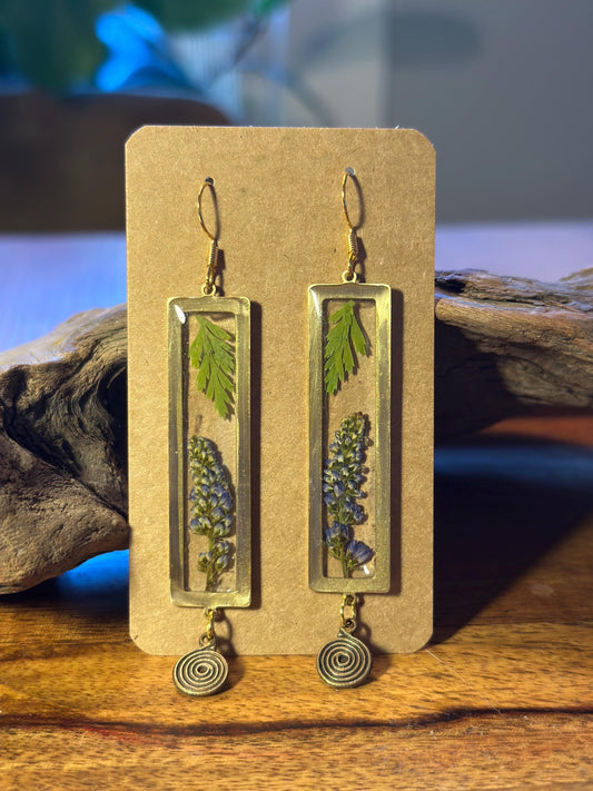 Resin and pressed flower earrings