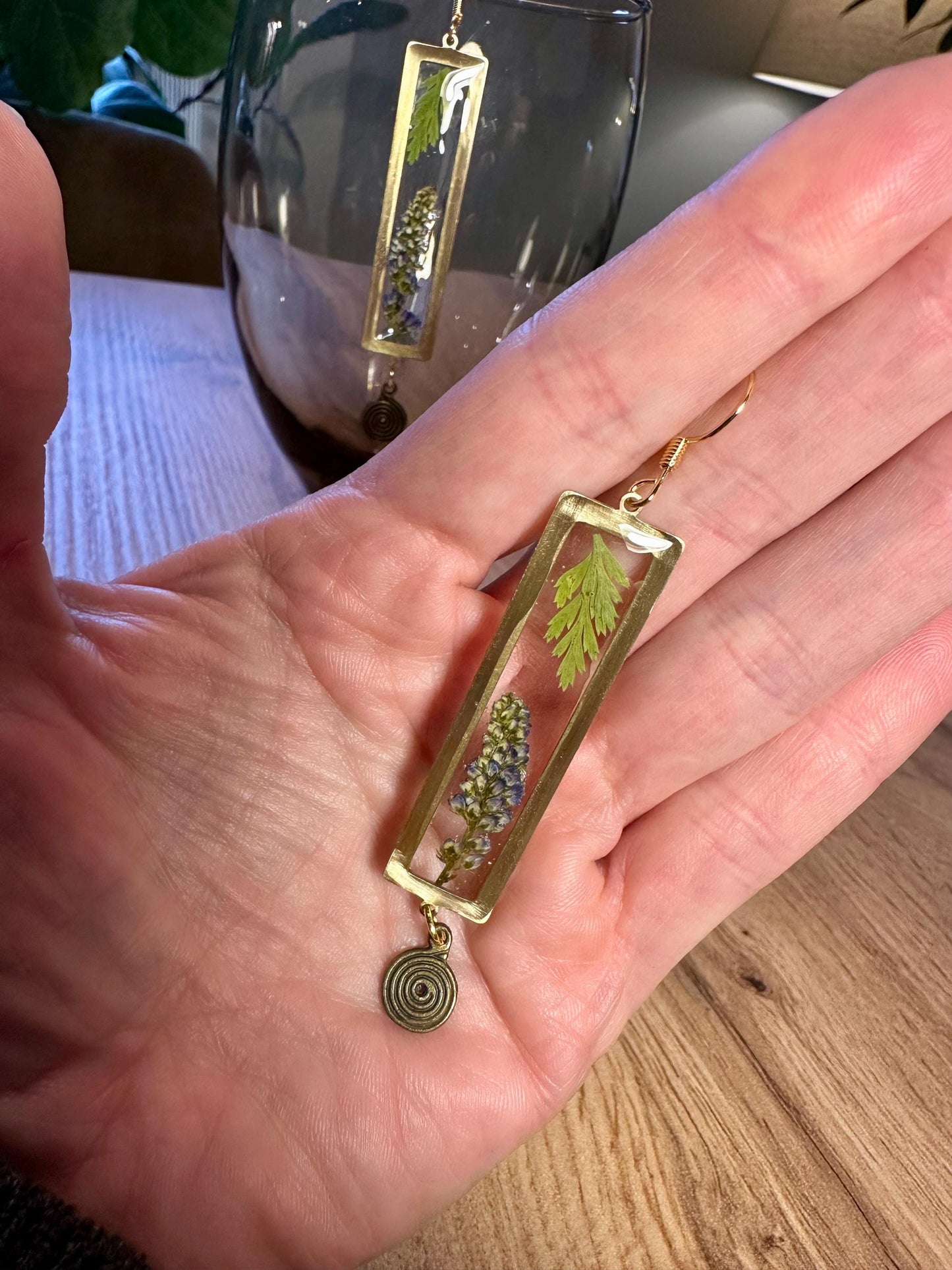 Resin and pressed flower earrings