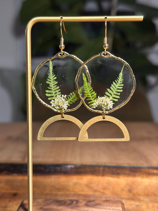 Resin and pressed flower earrings