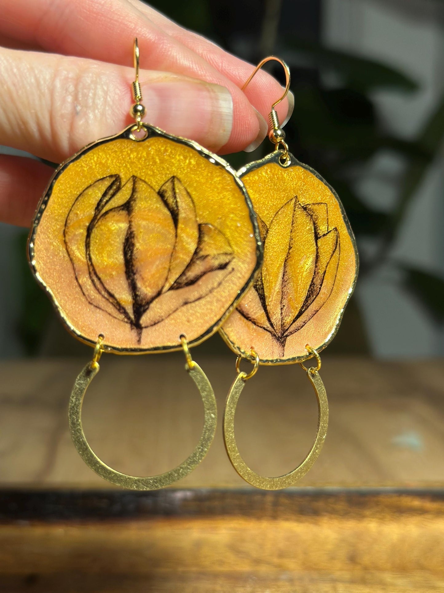 Resin and beaded earrings