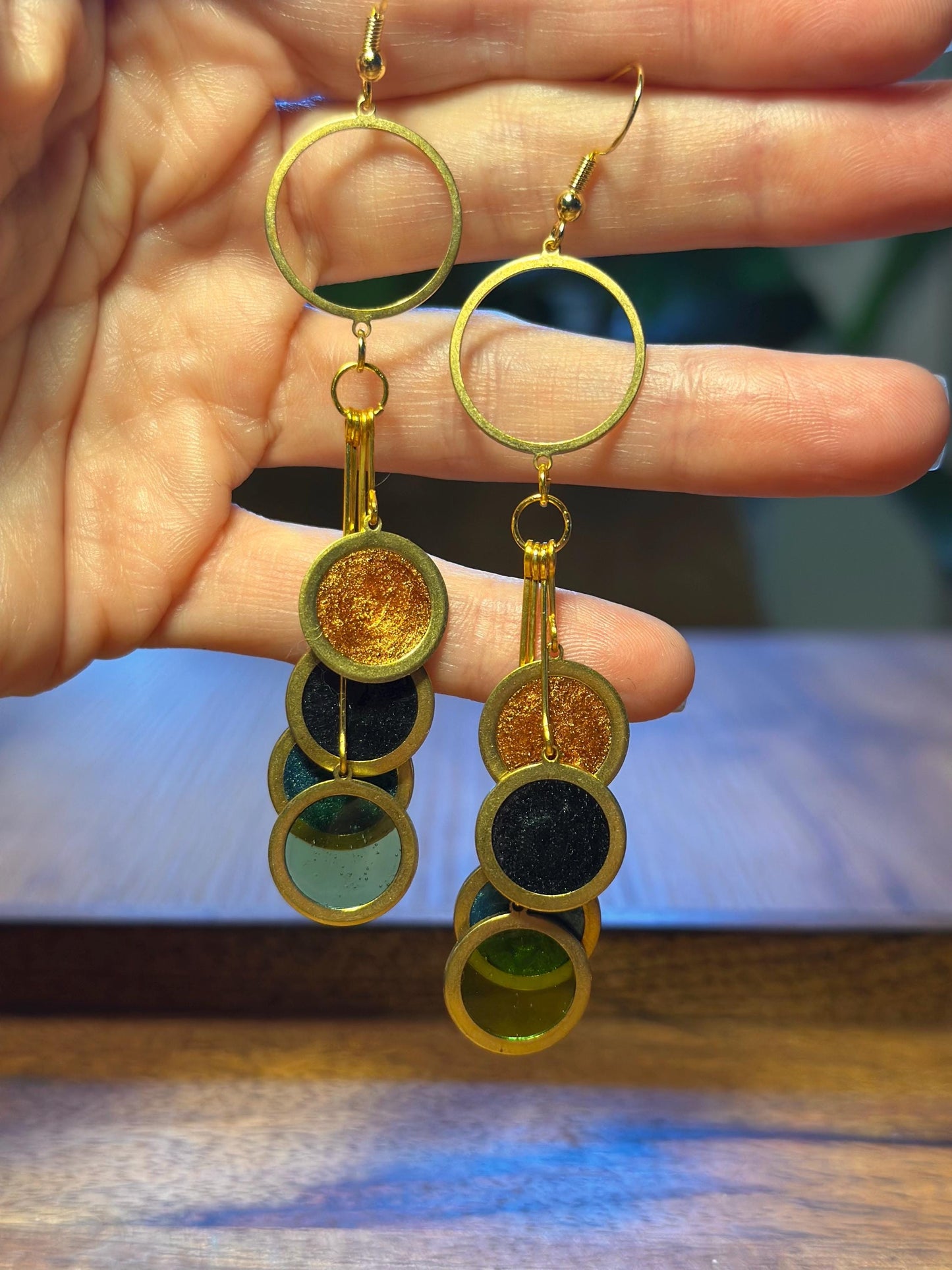 Resin and beaded earrings