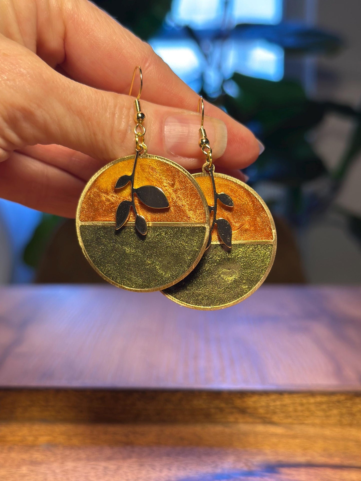 Resin and beaded earrings