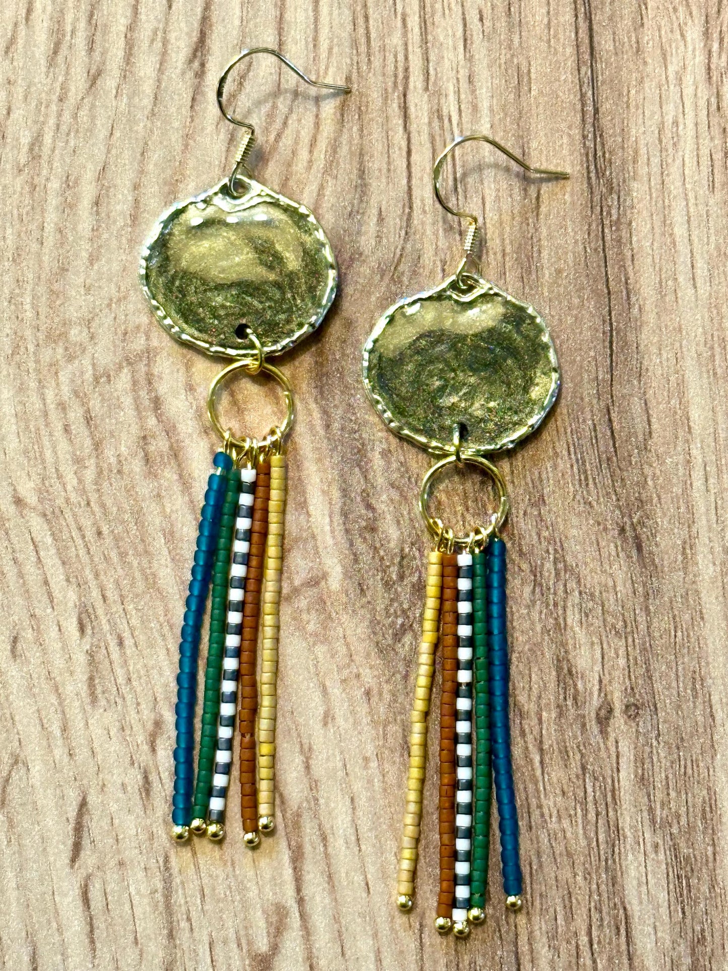 Resin and seed bead earrings