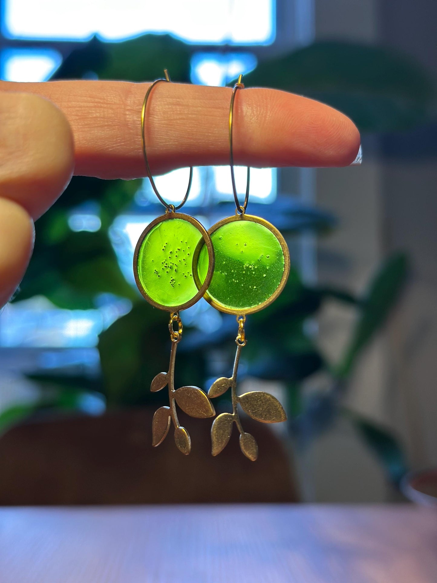 Resin and beaded earrings