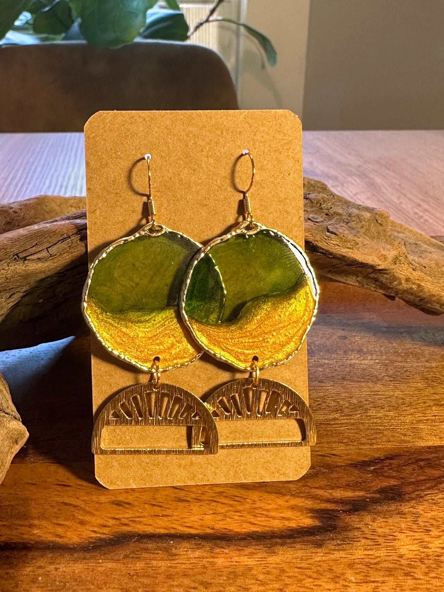 Resin and beaded earrings