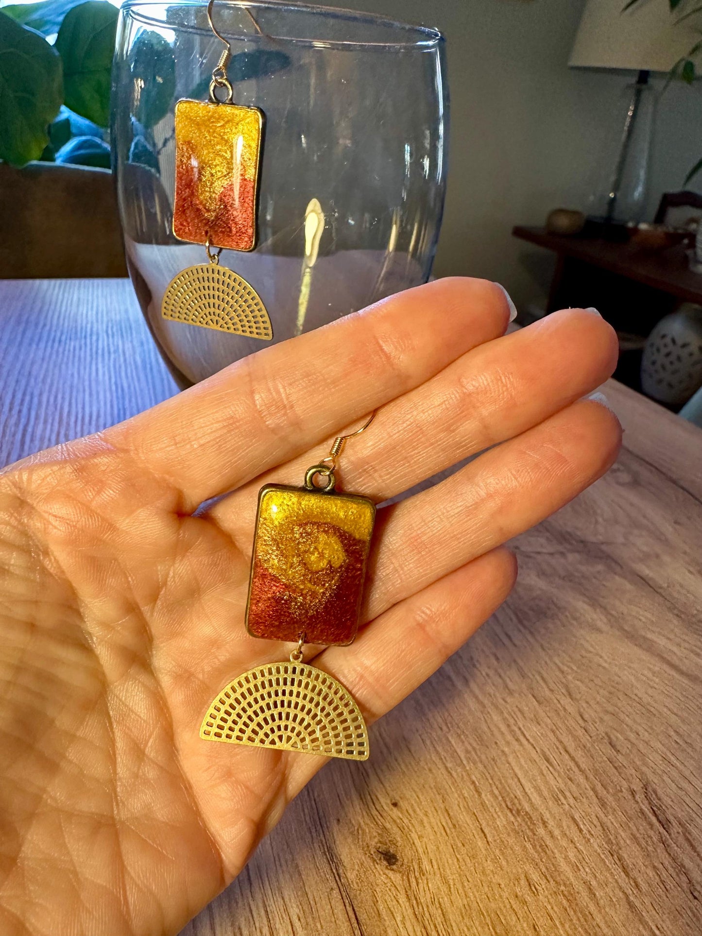 Resin and beaded earrings