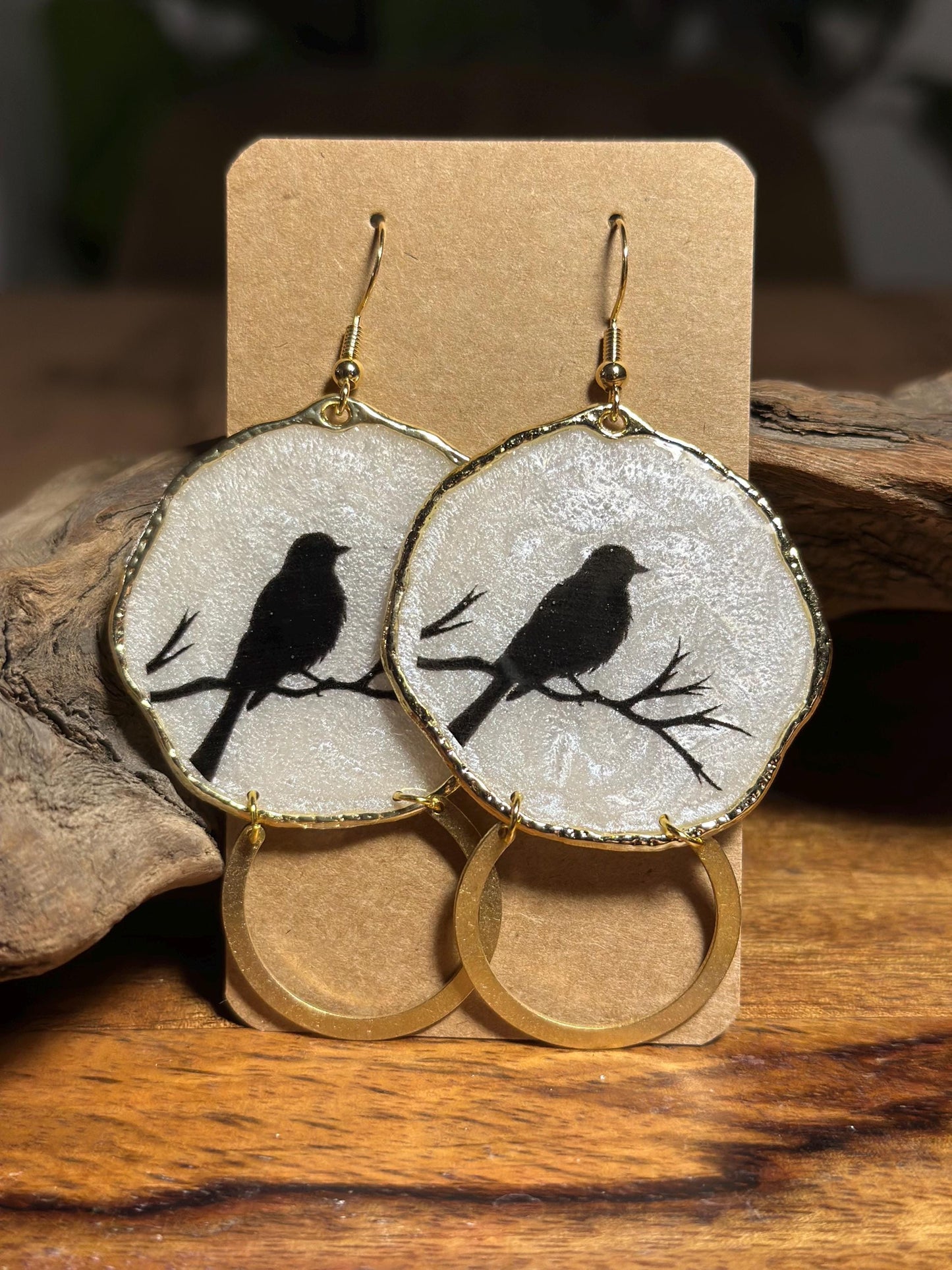 Resin and beaded earrings