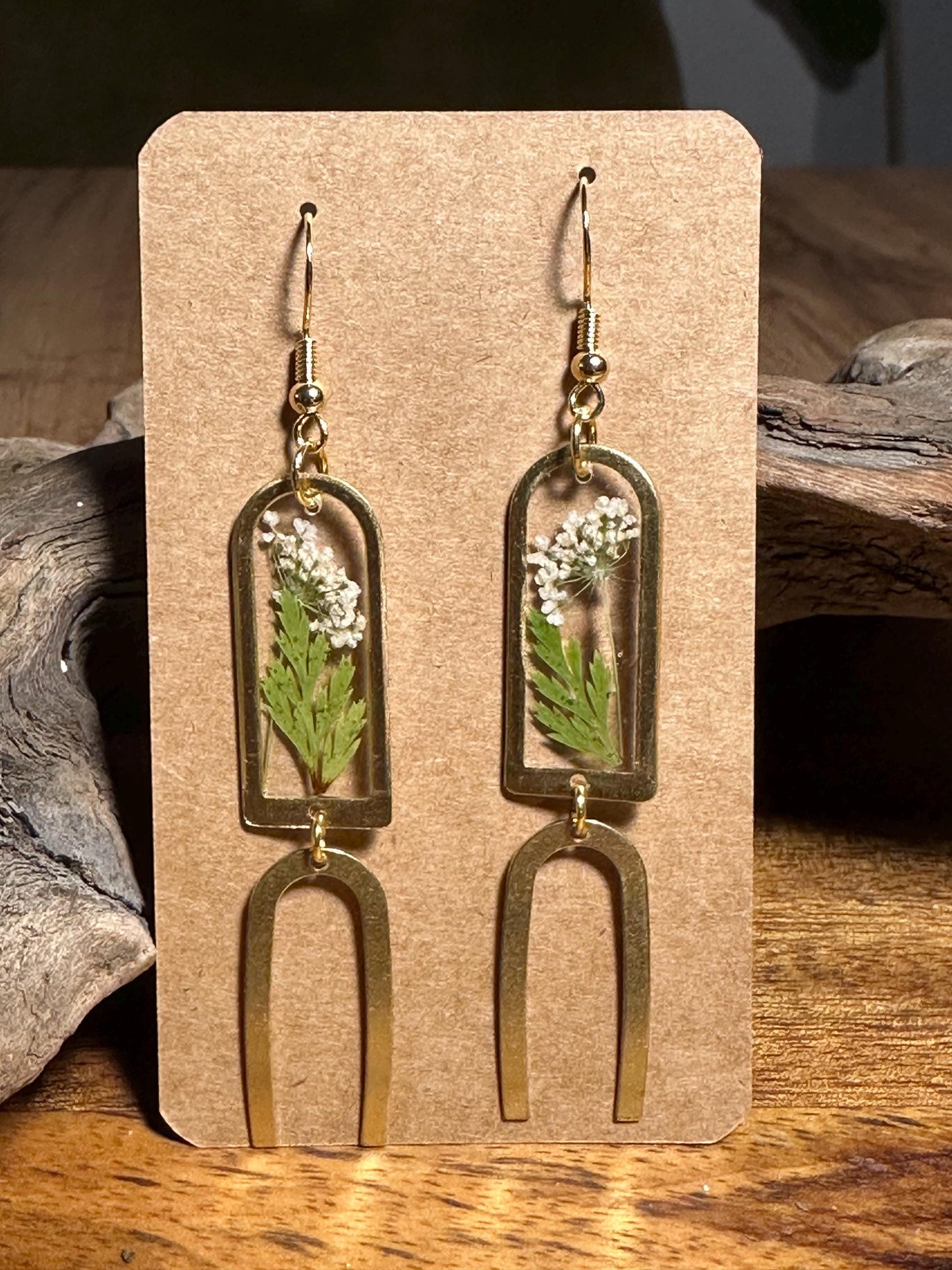 Resin and pressed flower earrings