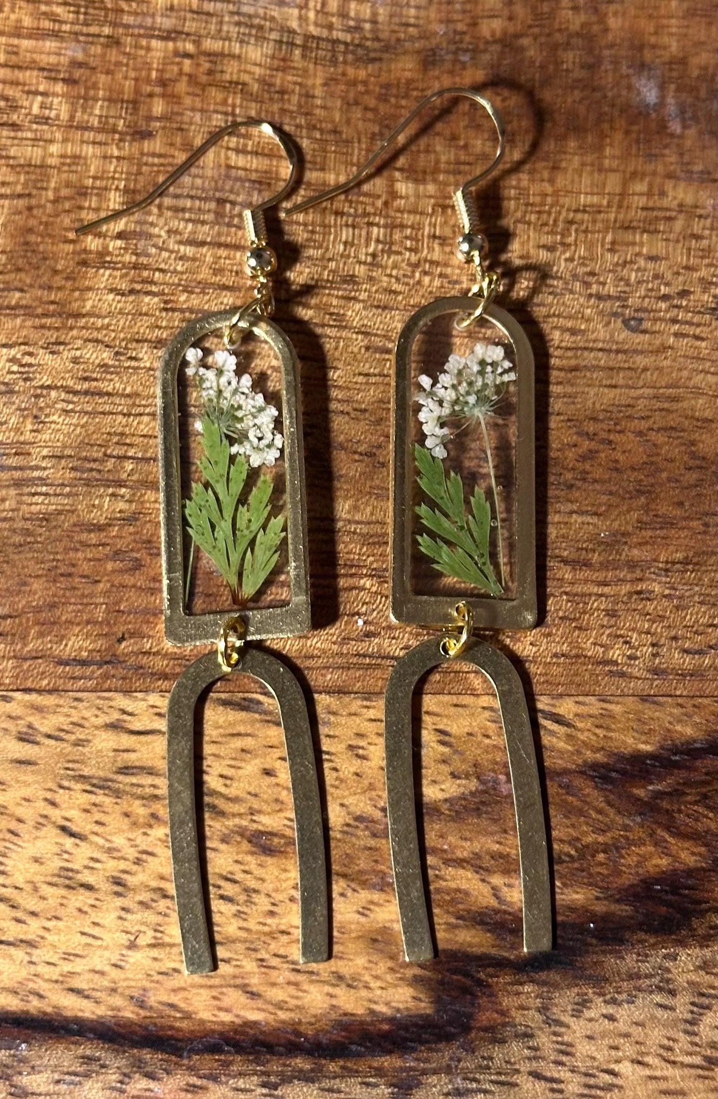 Resin and pressed flower earrings