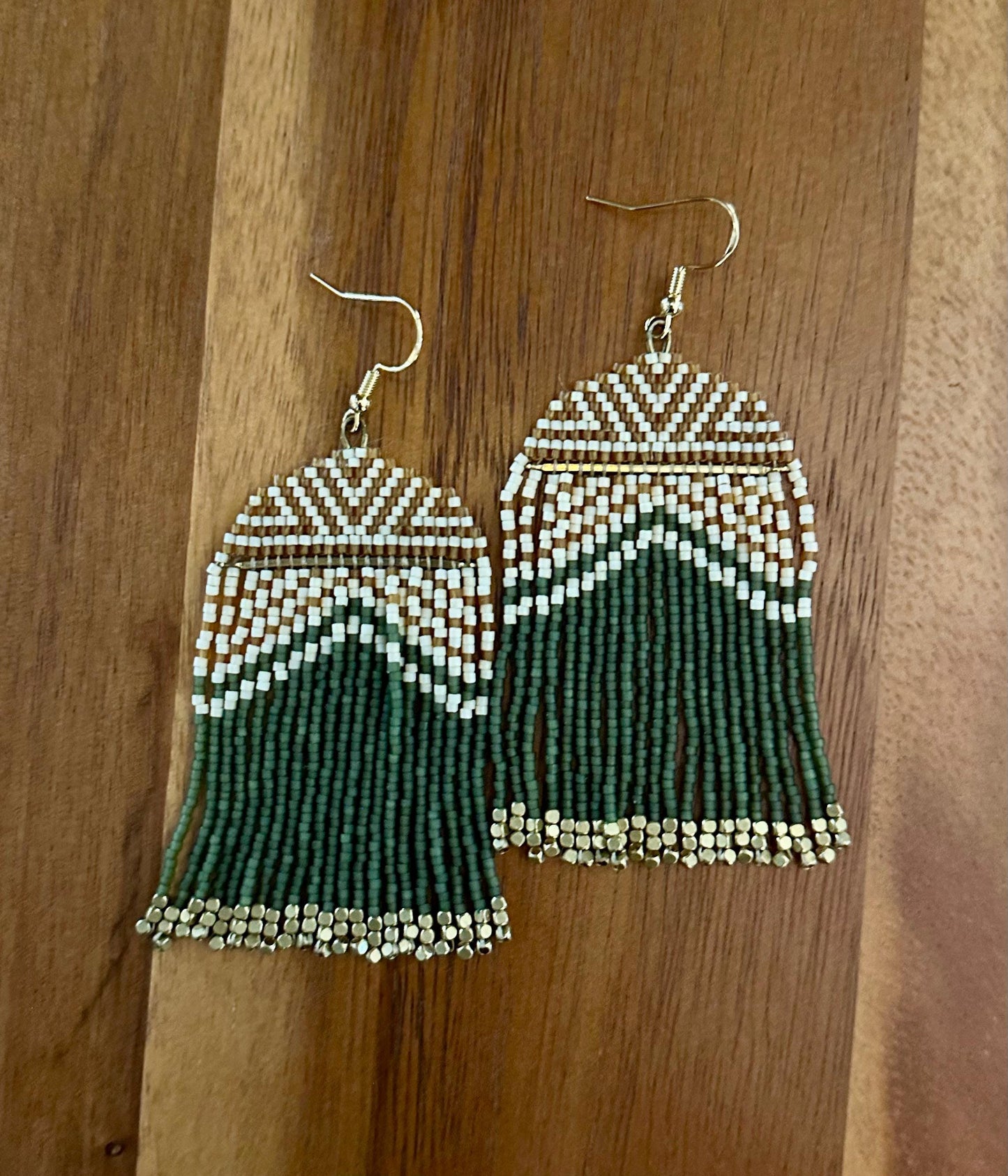 Hand-Beaded Fringe Earrings