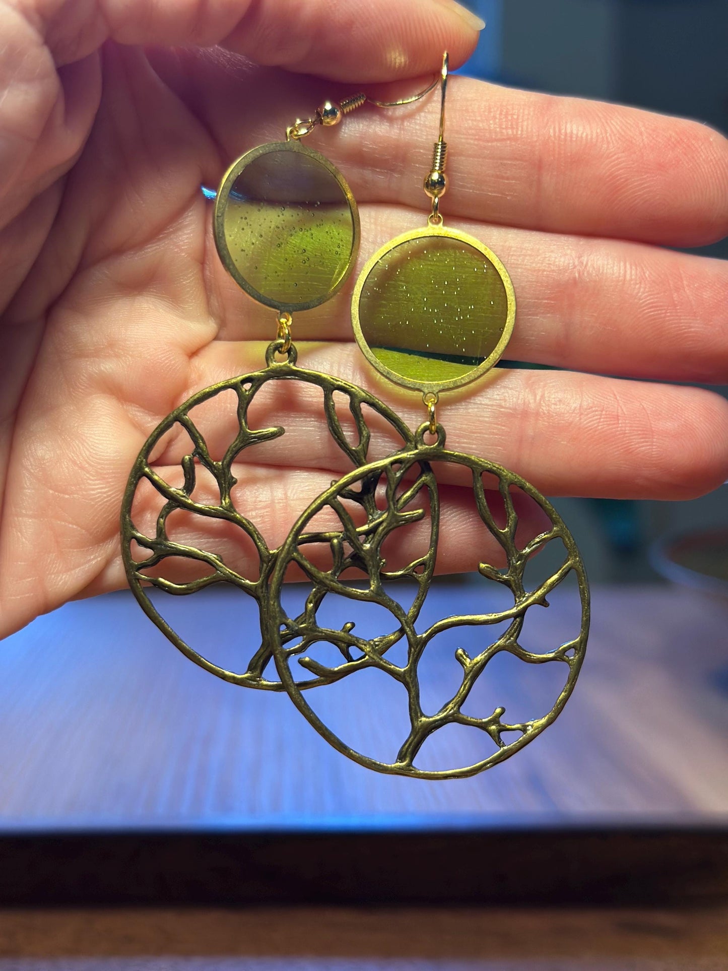 Resin and beaded earrings