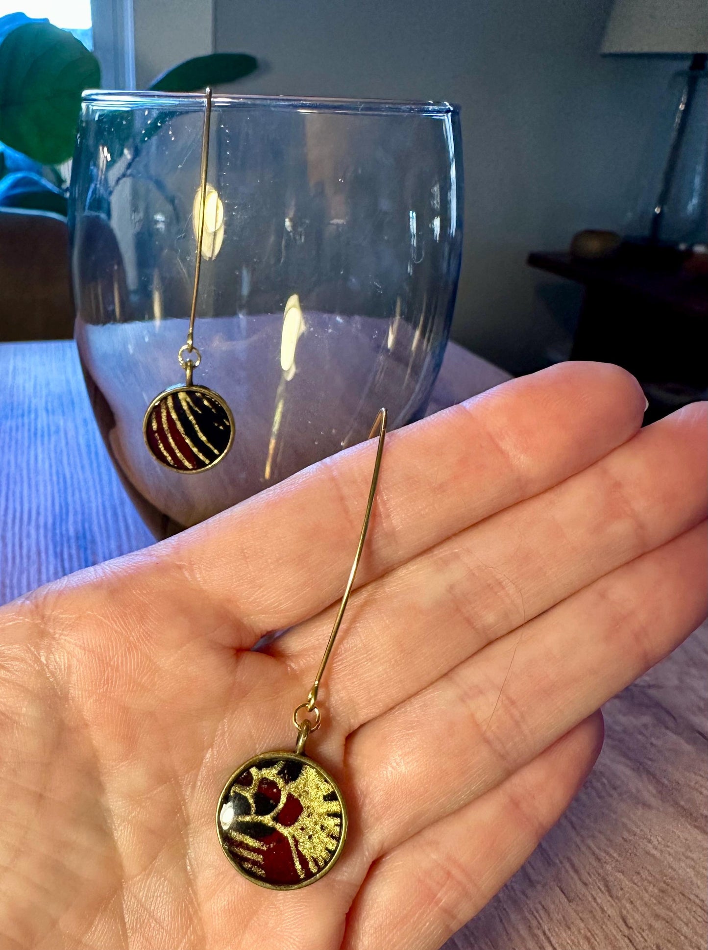 Resin and beaded earrings