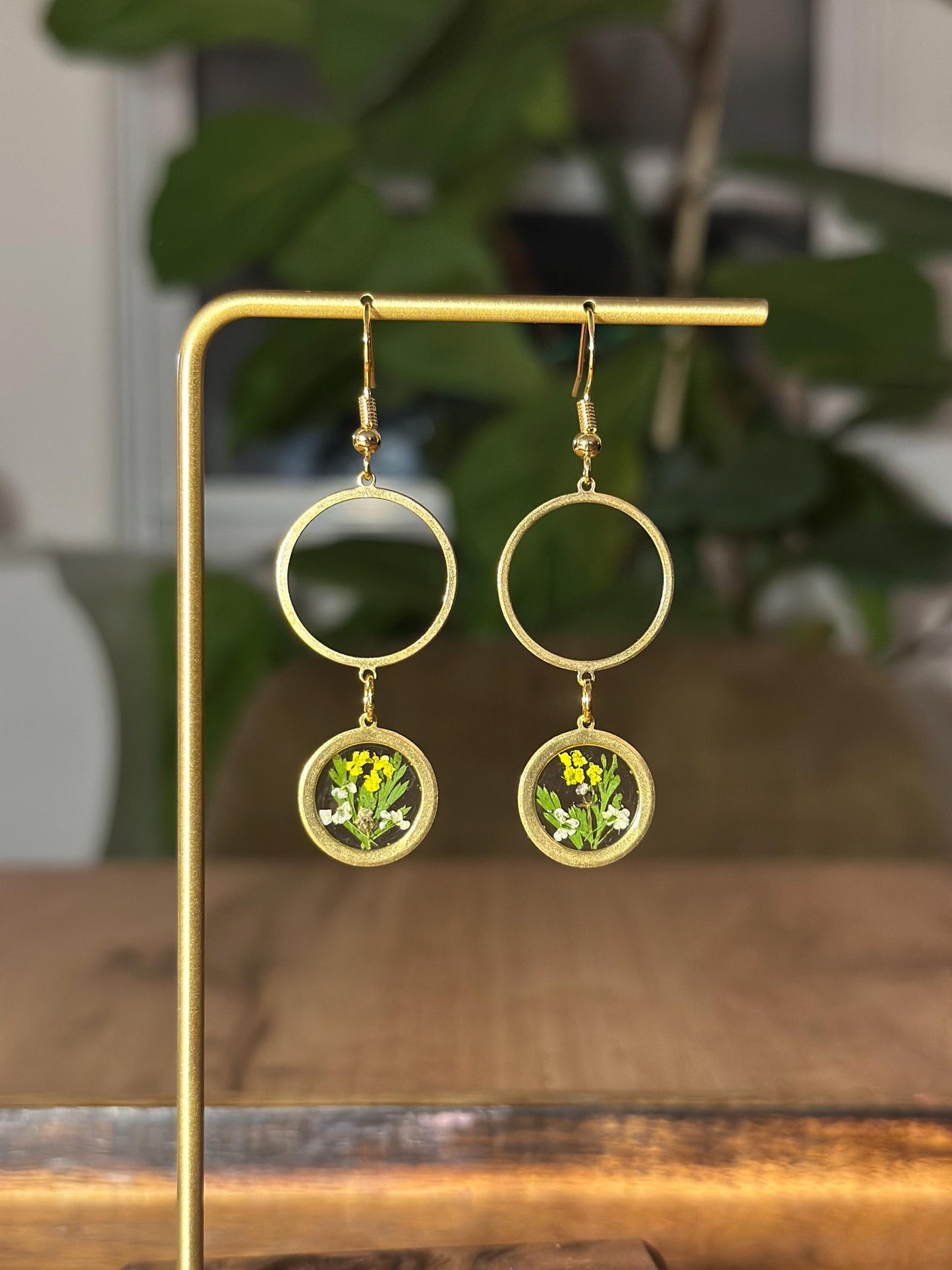Resin and pressed flower earrings