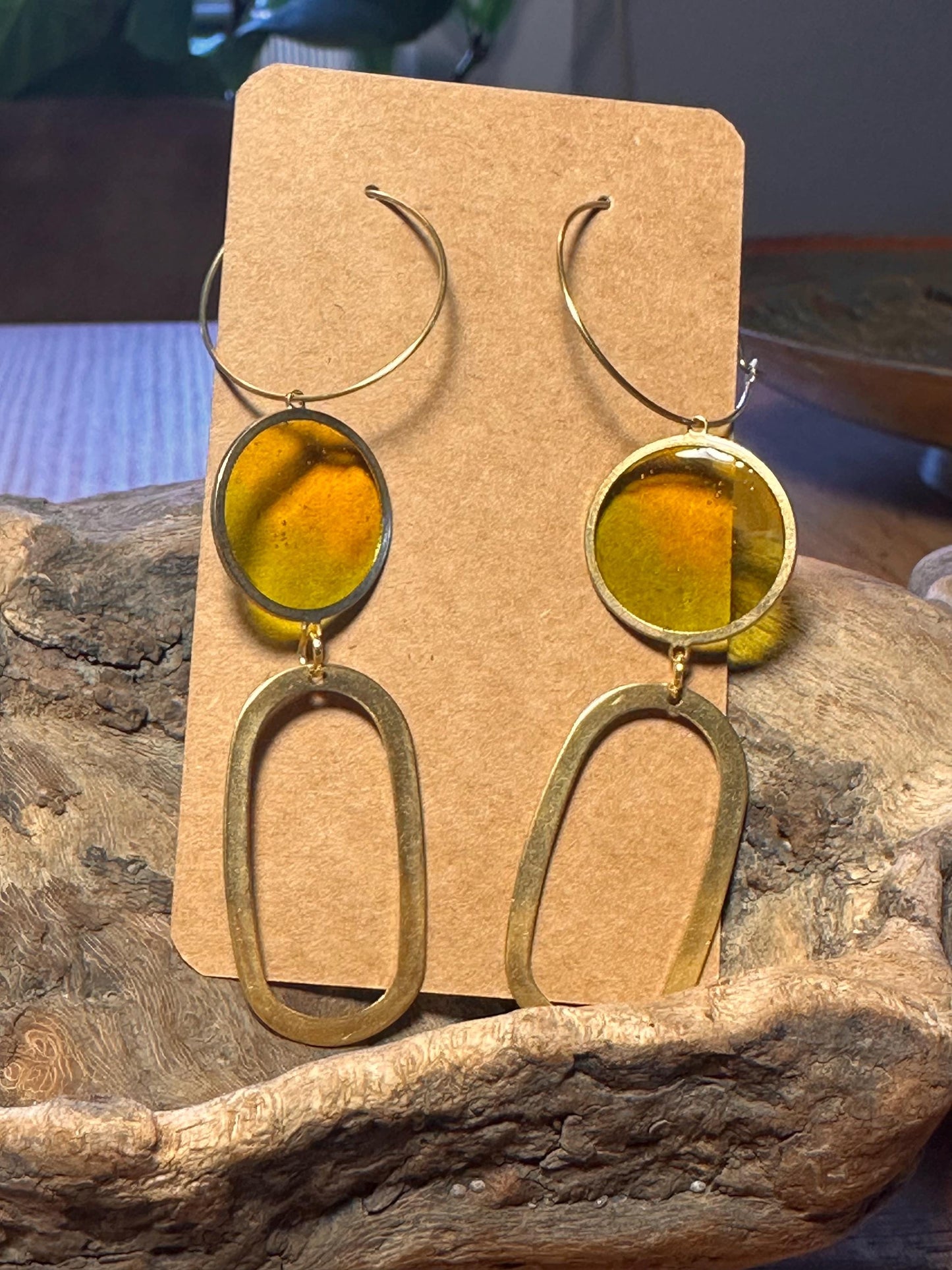 Resin and beaded earrings