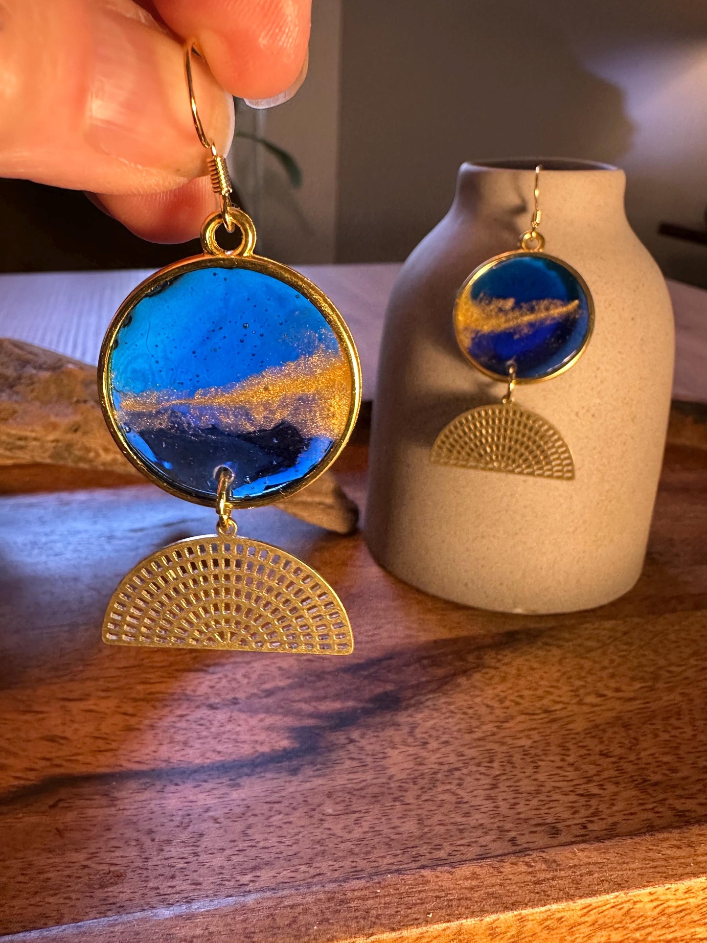 Resin and beaded earrings