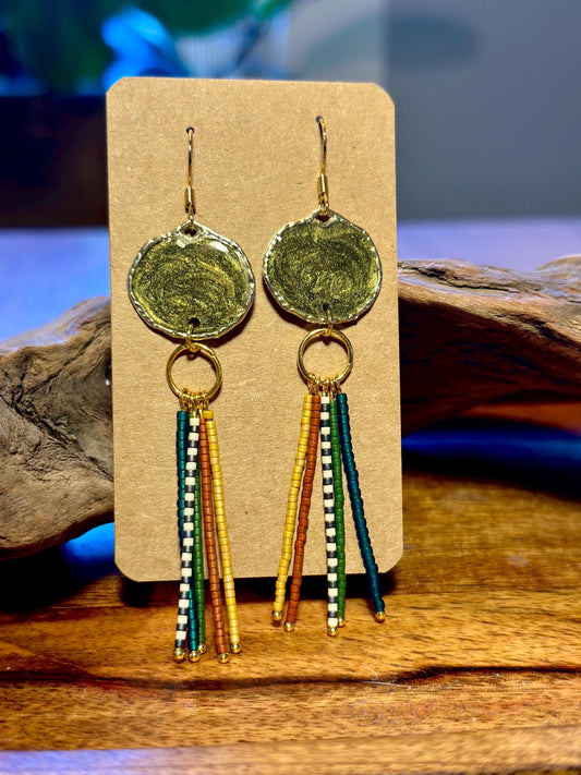 Resin and seed bead earrings