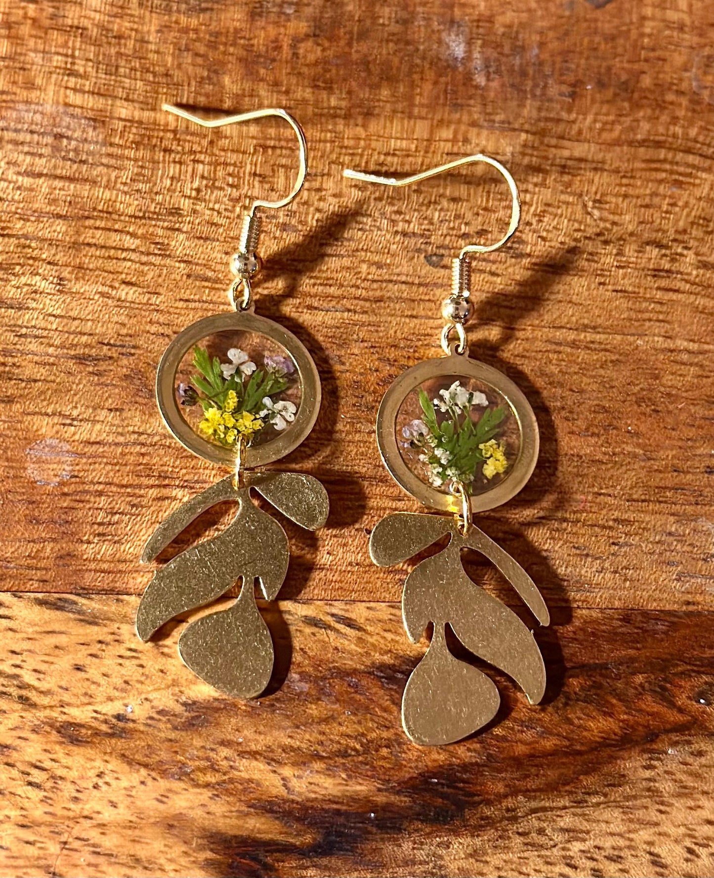 Resin and pressed flower earrings
