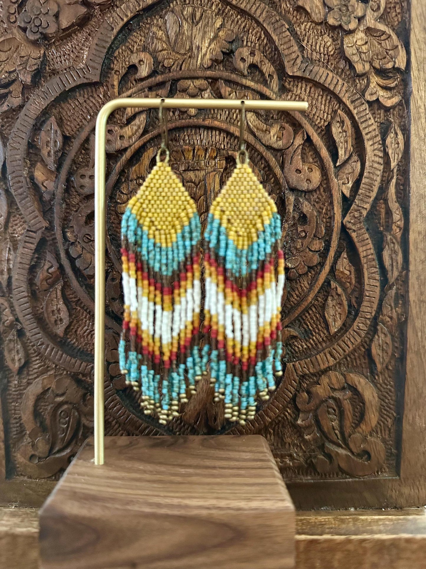Hand-Beaded Fringe Earrings