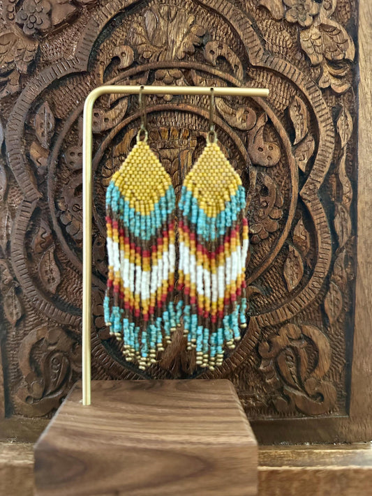 Hand-Beaded Fringe Earrings