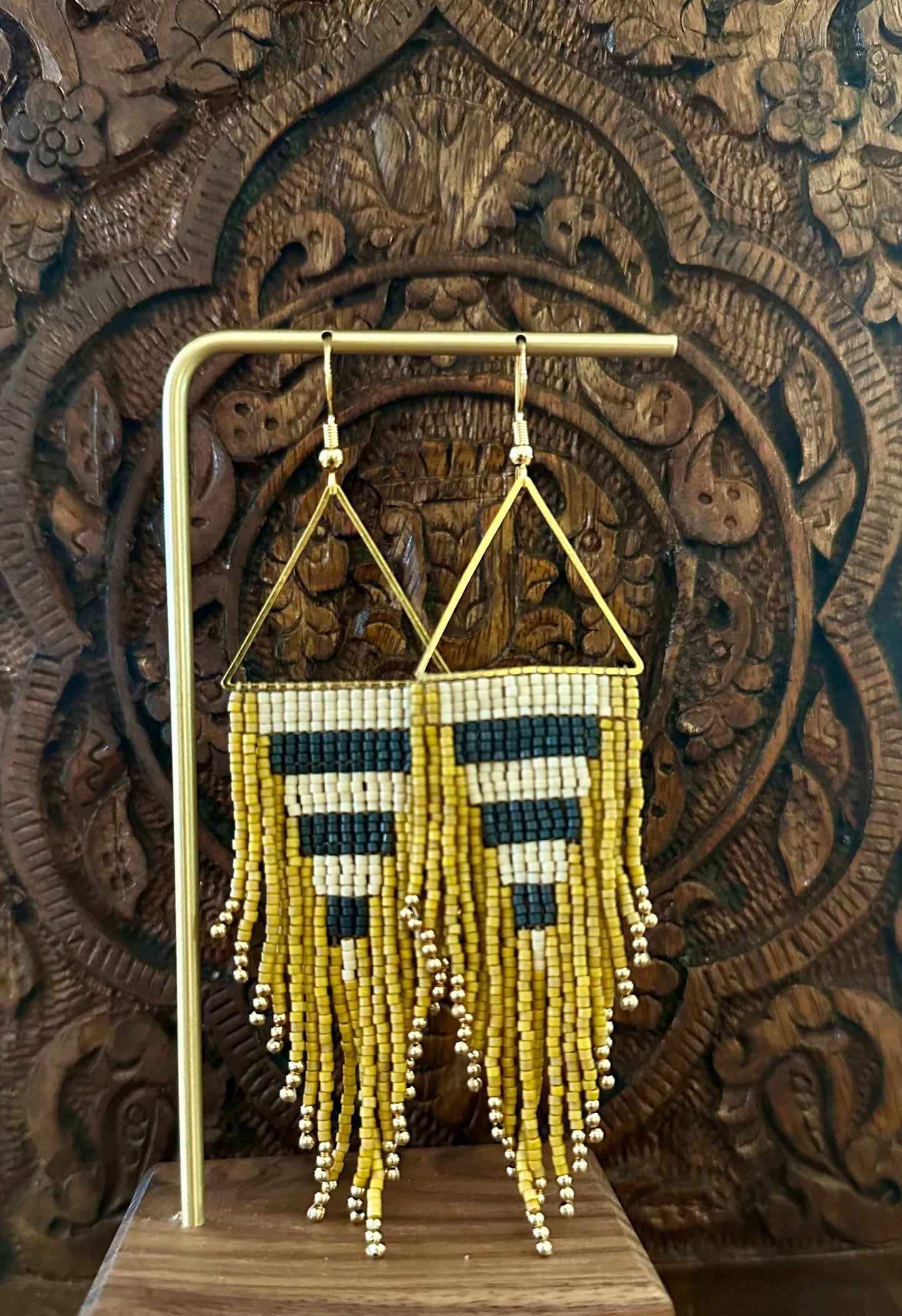 Hand-Beaded Fringe Earrings
