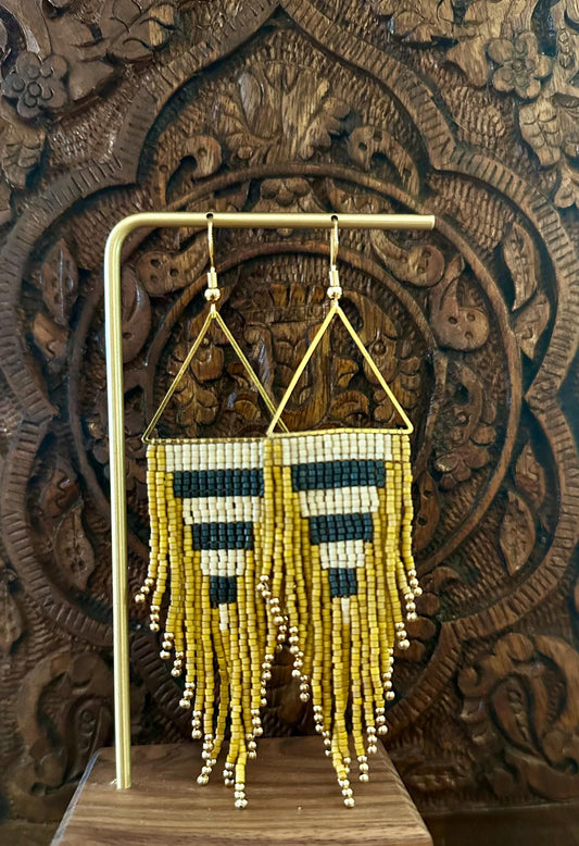 Hand-Beaded Fringe Earrings