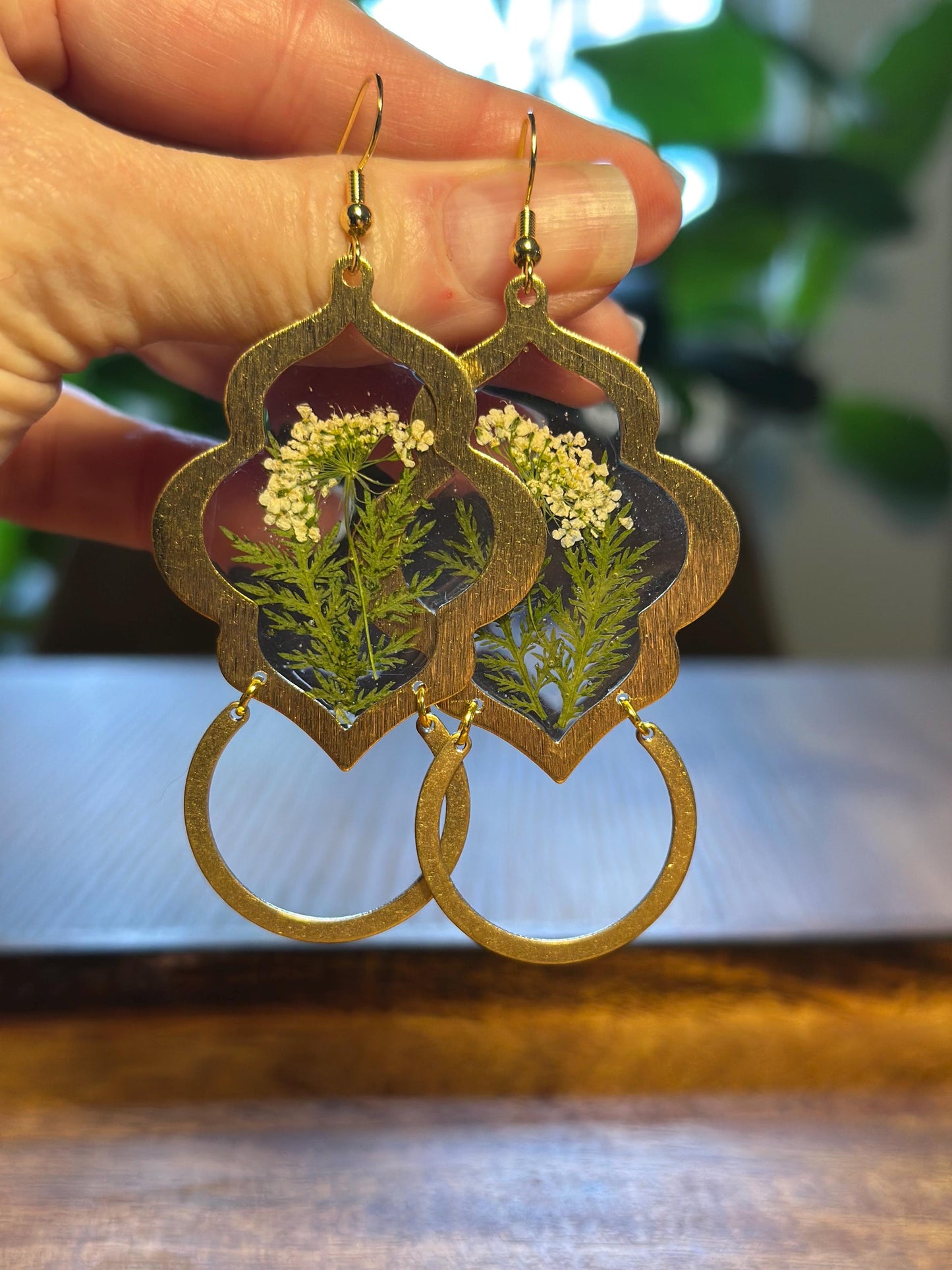 Resin and pressed flower earrings