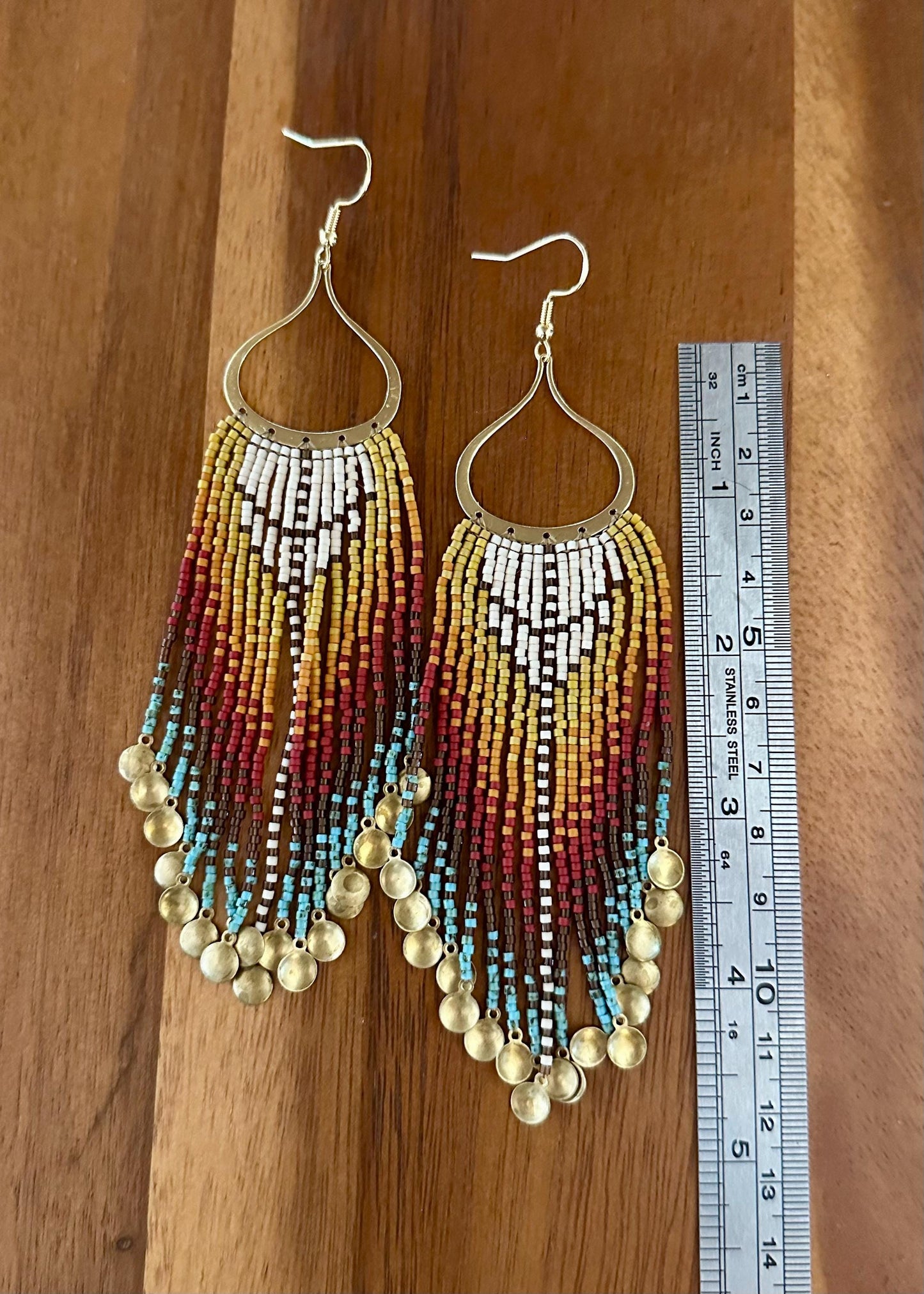 Hand-Beaded Fringe Earrings