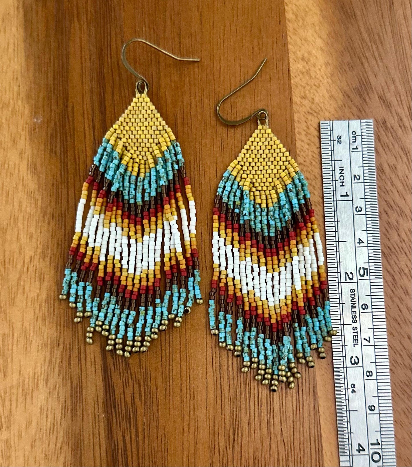 Hand-Beaded Fringe Earrings
