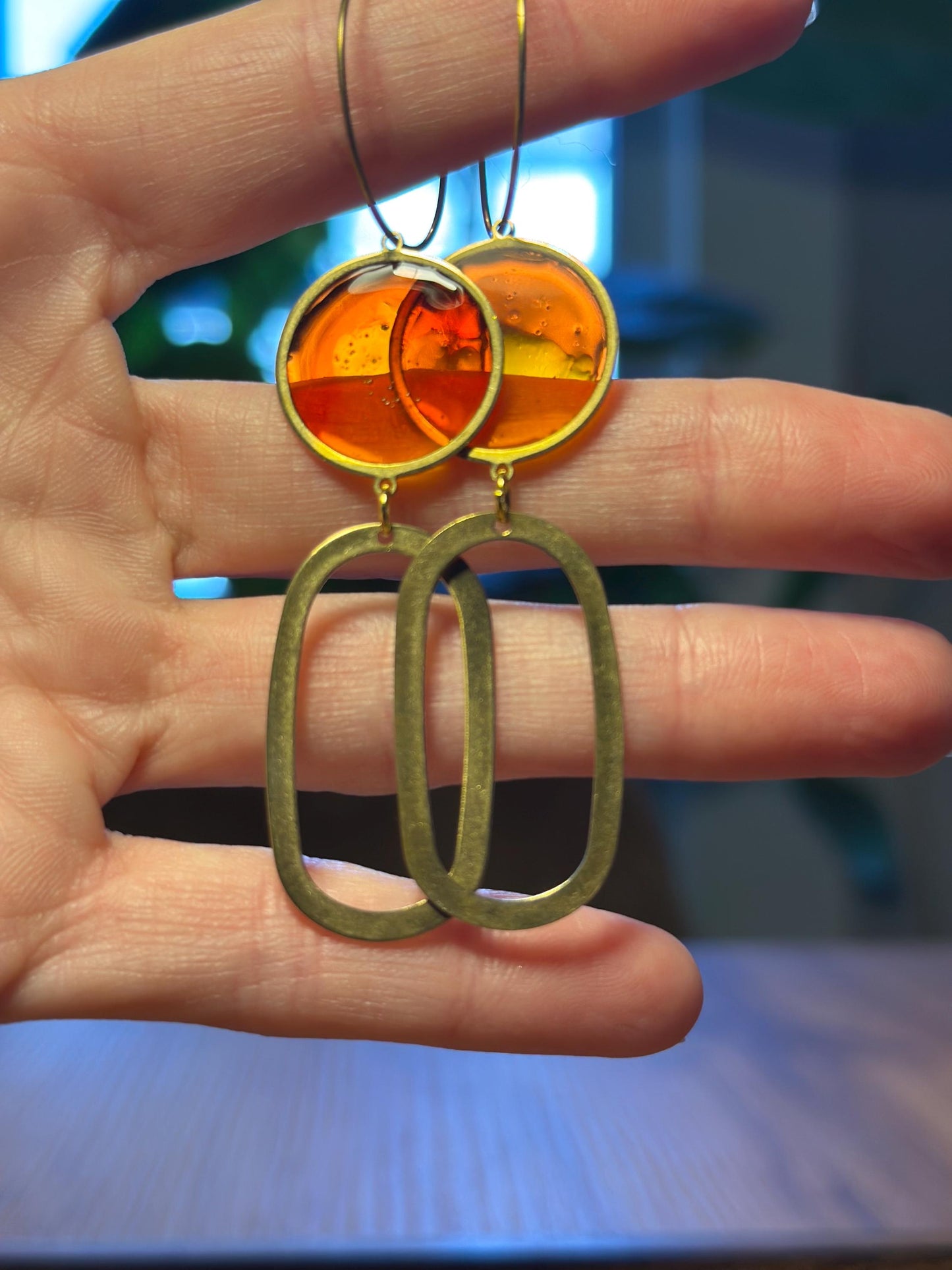 Resin and beaded earrings