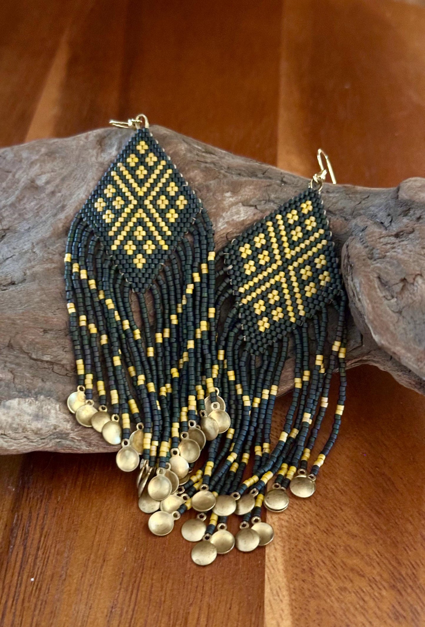 Hand-Beaded Fringe Earrings