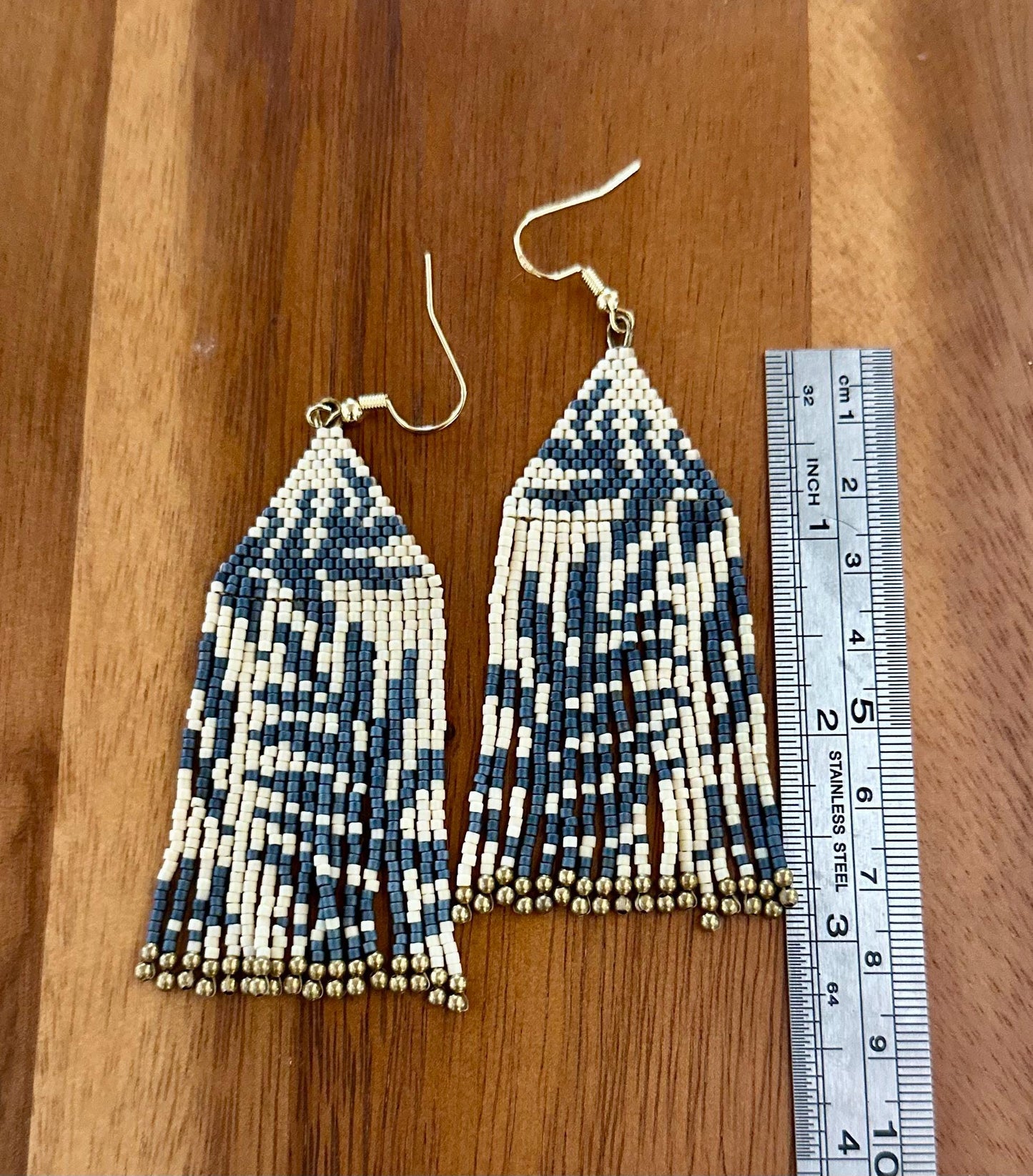 Hand-Beaded Fringe Earrings